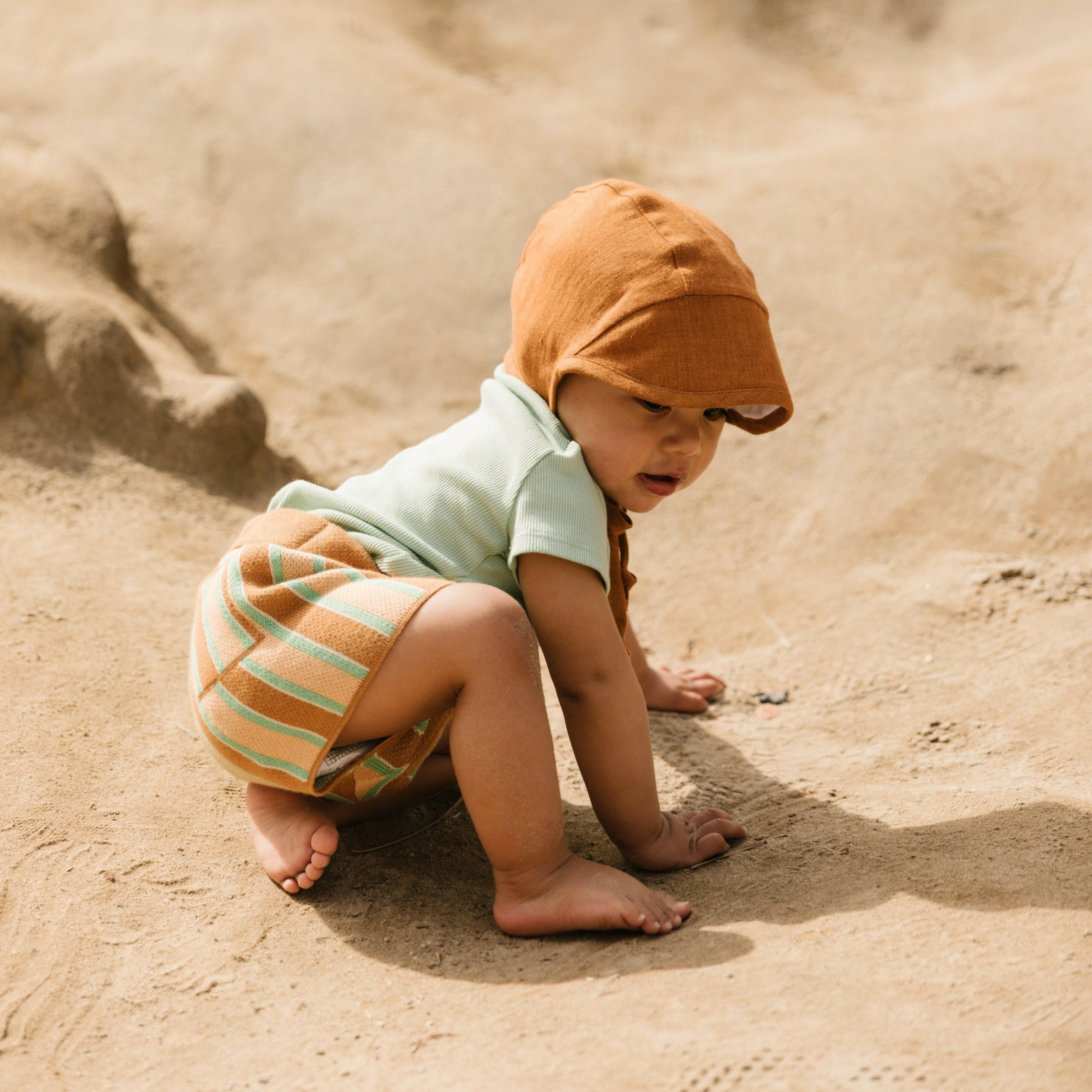 Brimmed Rust Linen Bonnet Cotton-Lined Bonnets Briar Baby®
