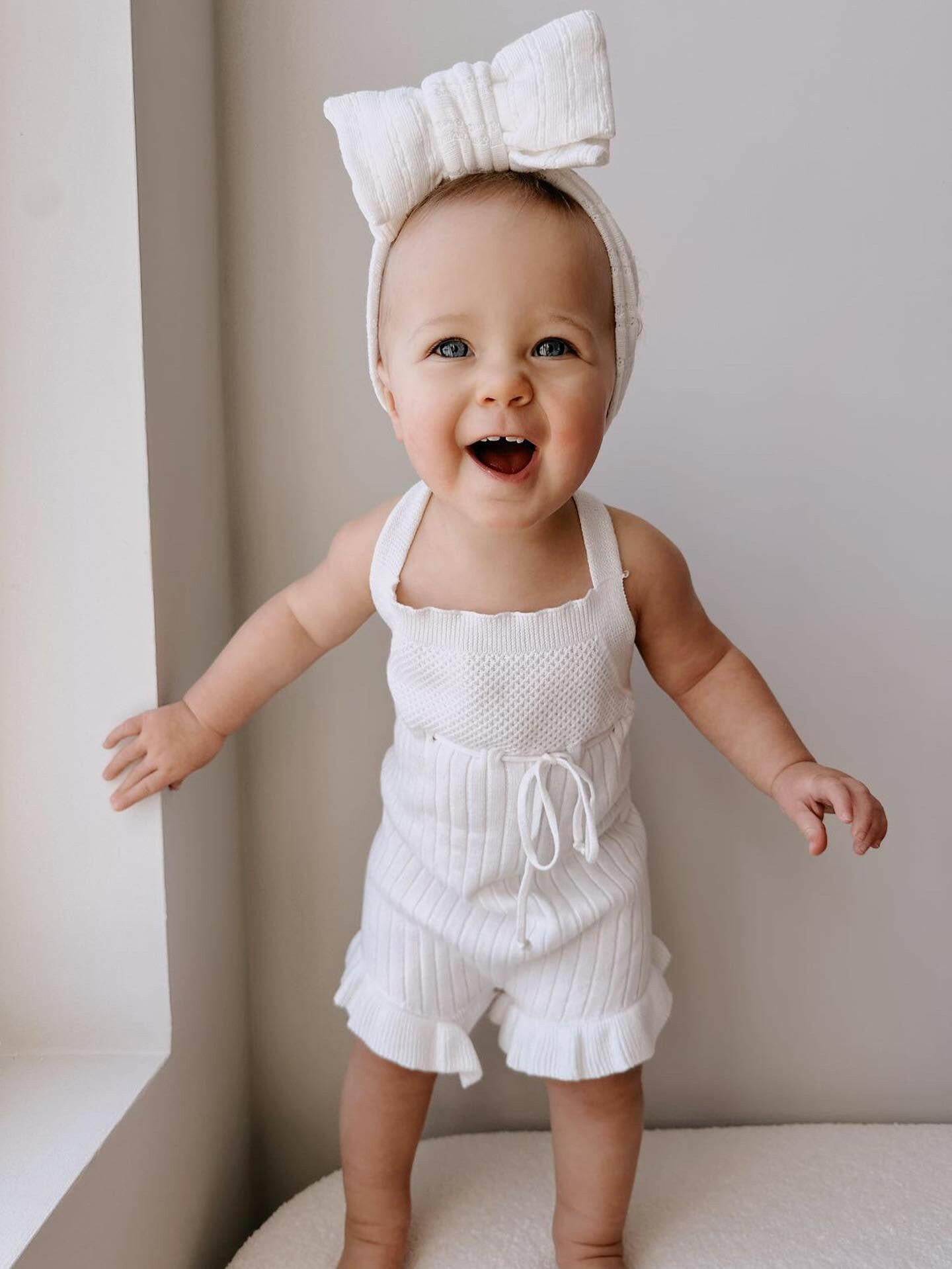 Luna + Luca Sleeveless Ruffle Romper - White Luna + Luca