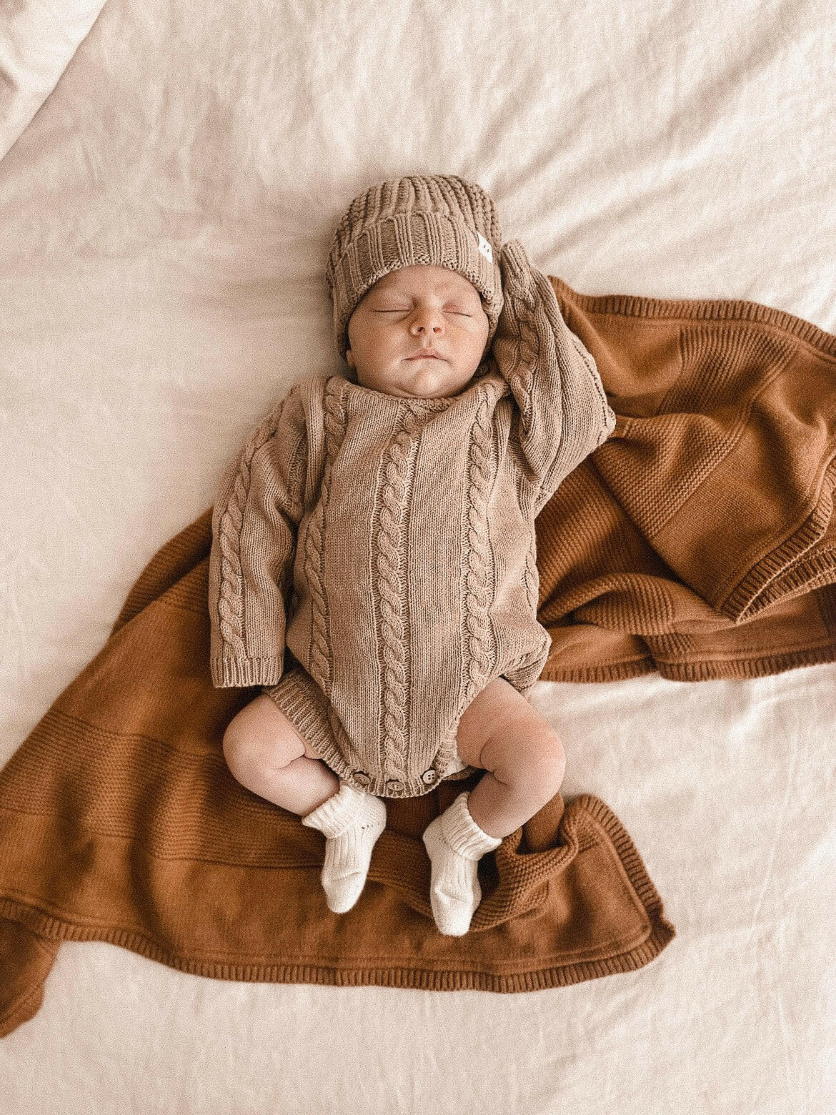 Cable Knit Romper - Acorn Luna + Luca