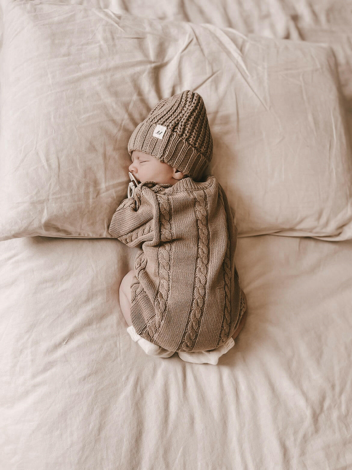Cable Knit Romper - Acorn Luna + Luca