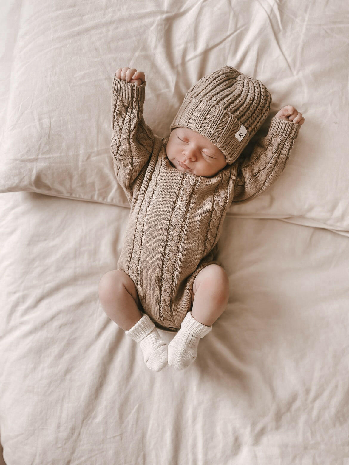 Cable Knit Romper - Acorn Luna + Luca