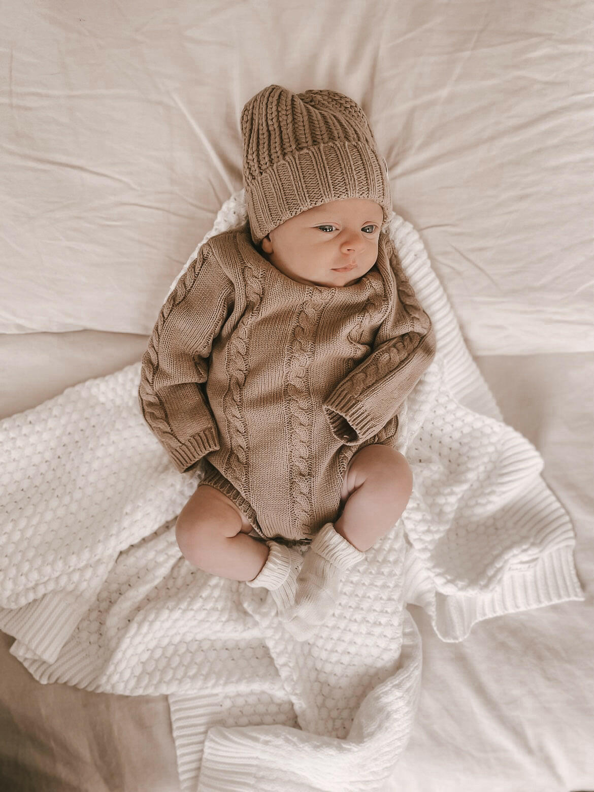Cable Knit Romper - Acorn Luna + Luca