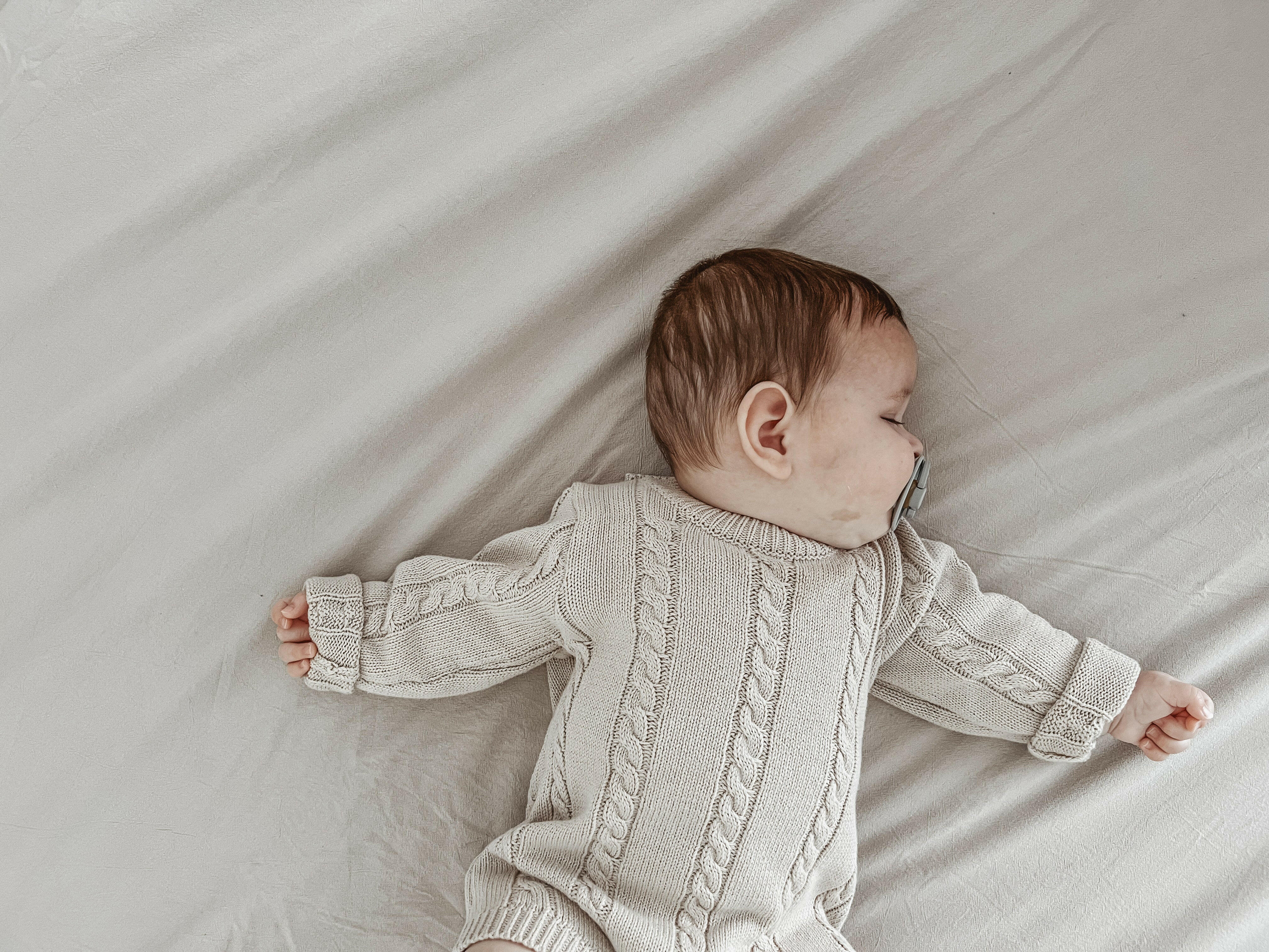 Cable Knit Romper - Beige Luna + Luca