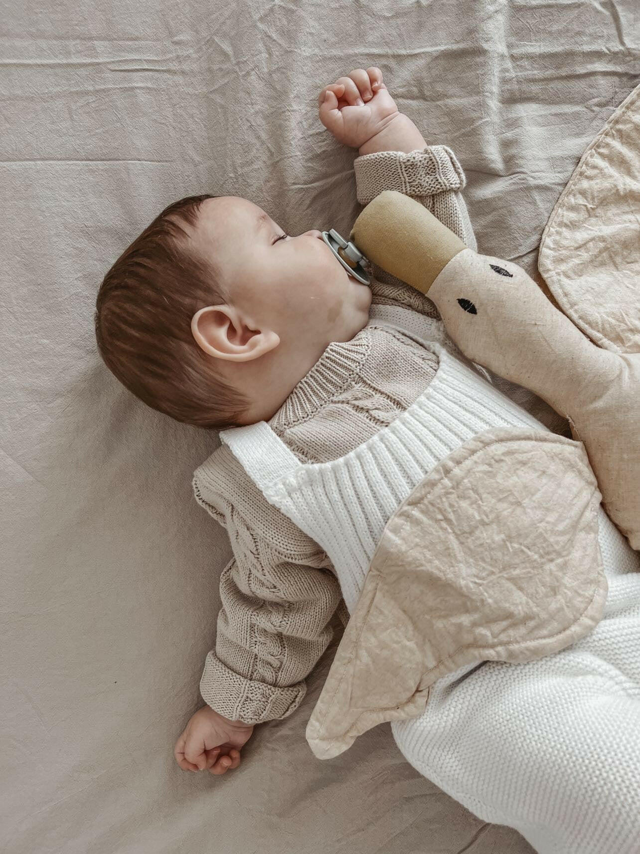Cable Knit Romper - Beige Luna + Luca
