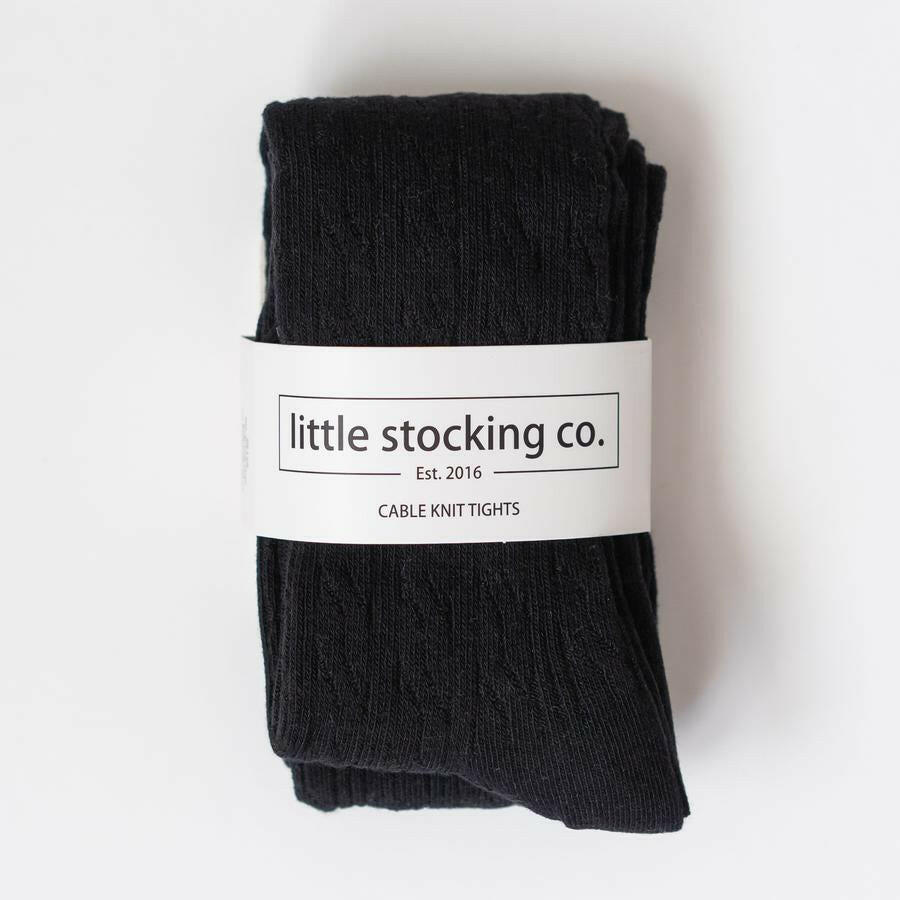 Black Cable Knit Tights Tights Little Stocking Co
