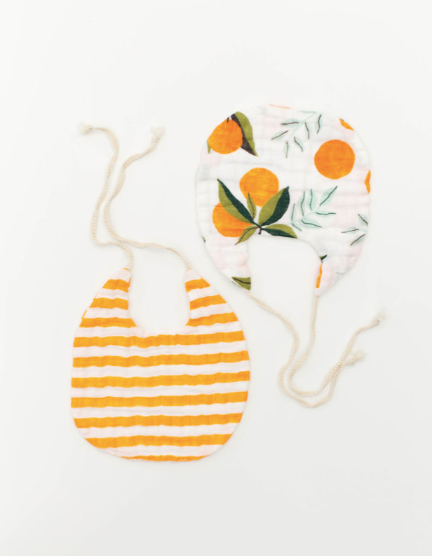 Clementine and Citrus Stripe Bib Pack Baby Essentials Clementine Kids