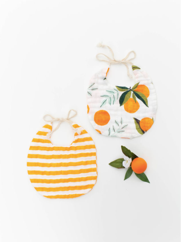 Clementine and Citrus Stripe Bib Pack Baby Essentials Clementine Kids