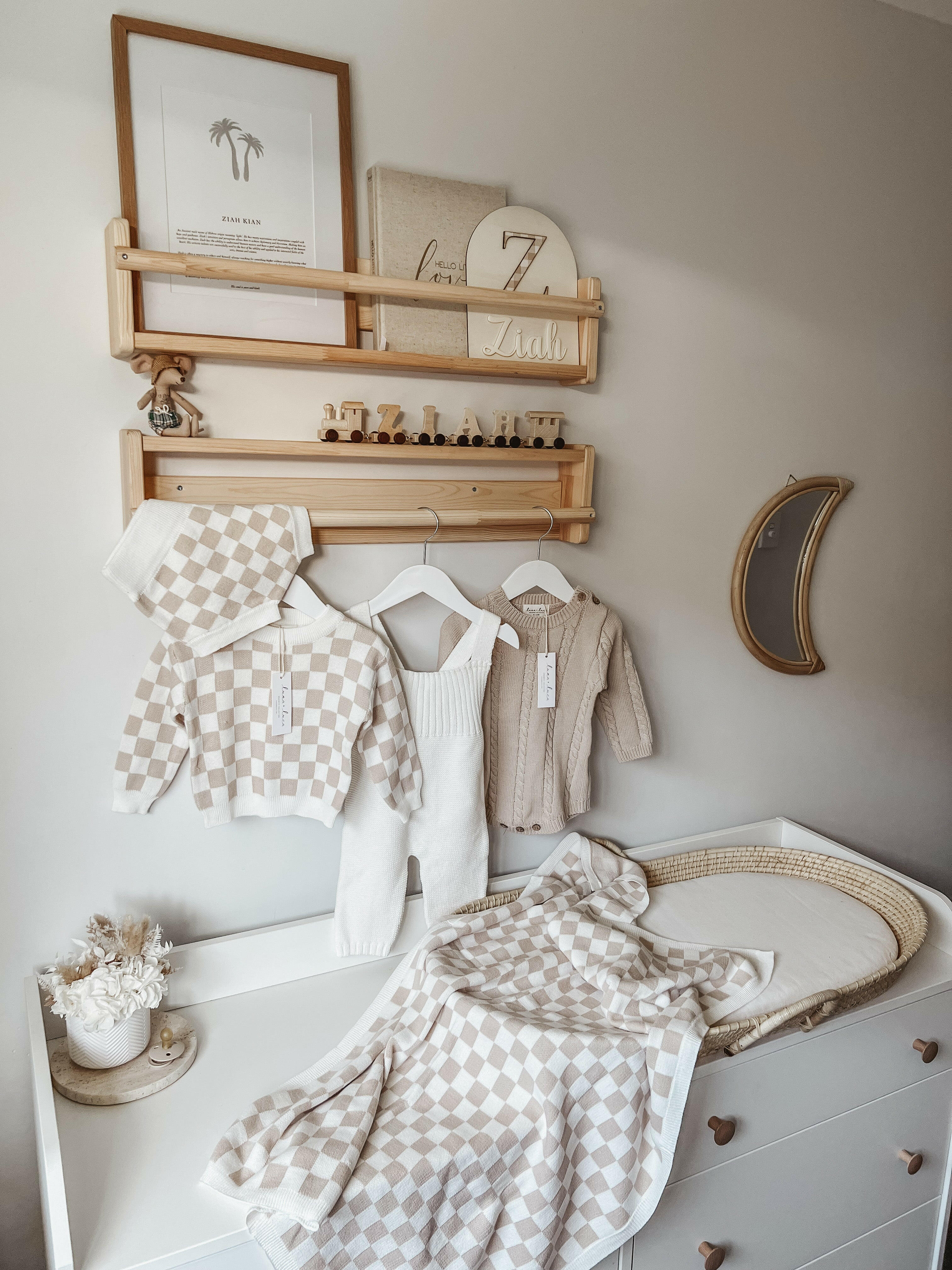 Checkered Jacquard Baby Blanket Luna + Luca