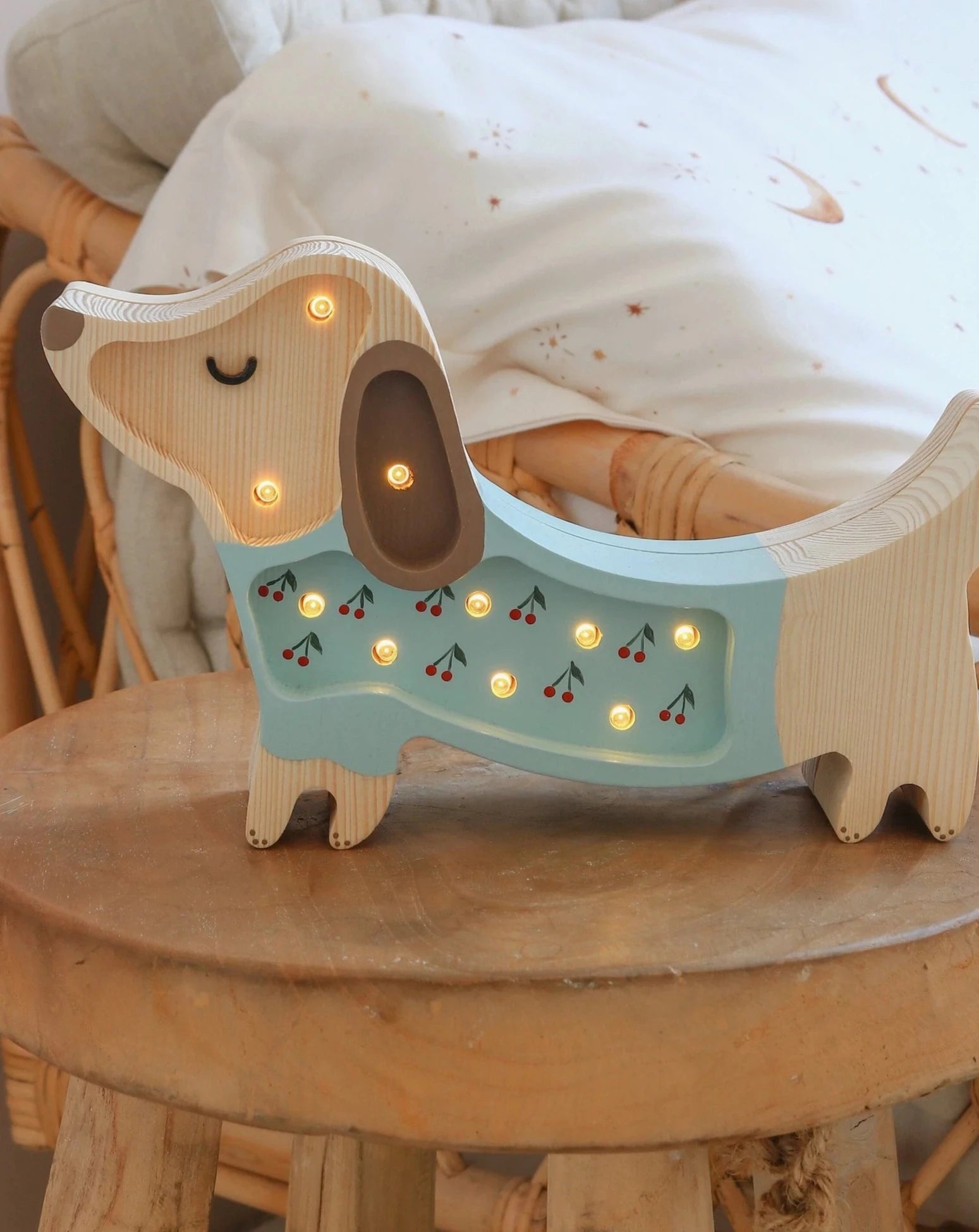 Little Lights Mini Puppy Lamp Lighting Little Lights Cherries on Blue