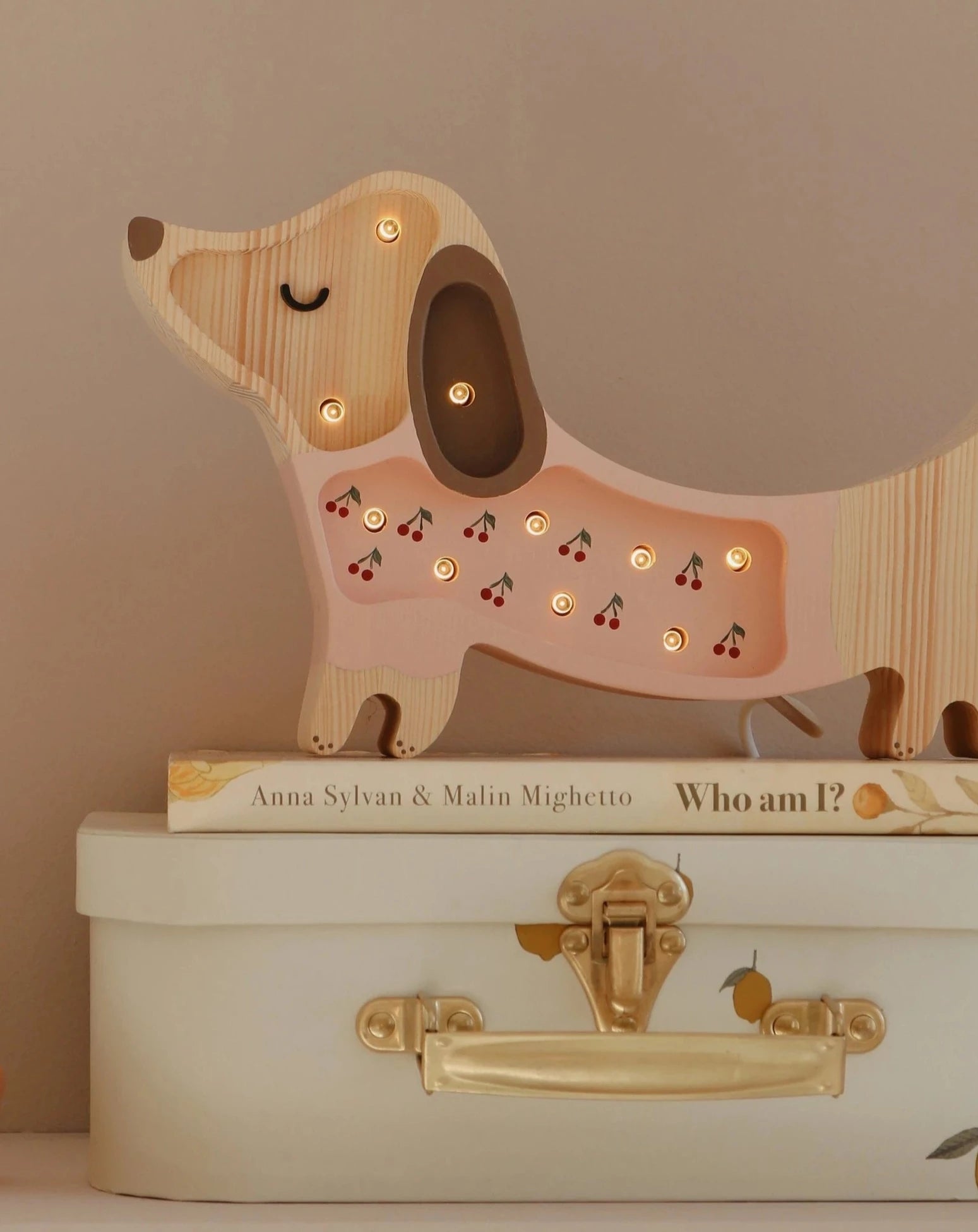 Little Lights Mini Puppy Lamp Lighting Little Lights Cherries on Pink