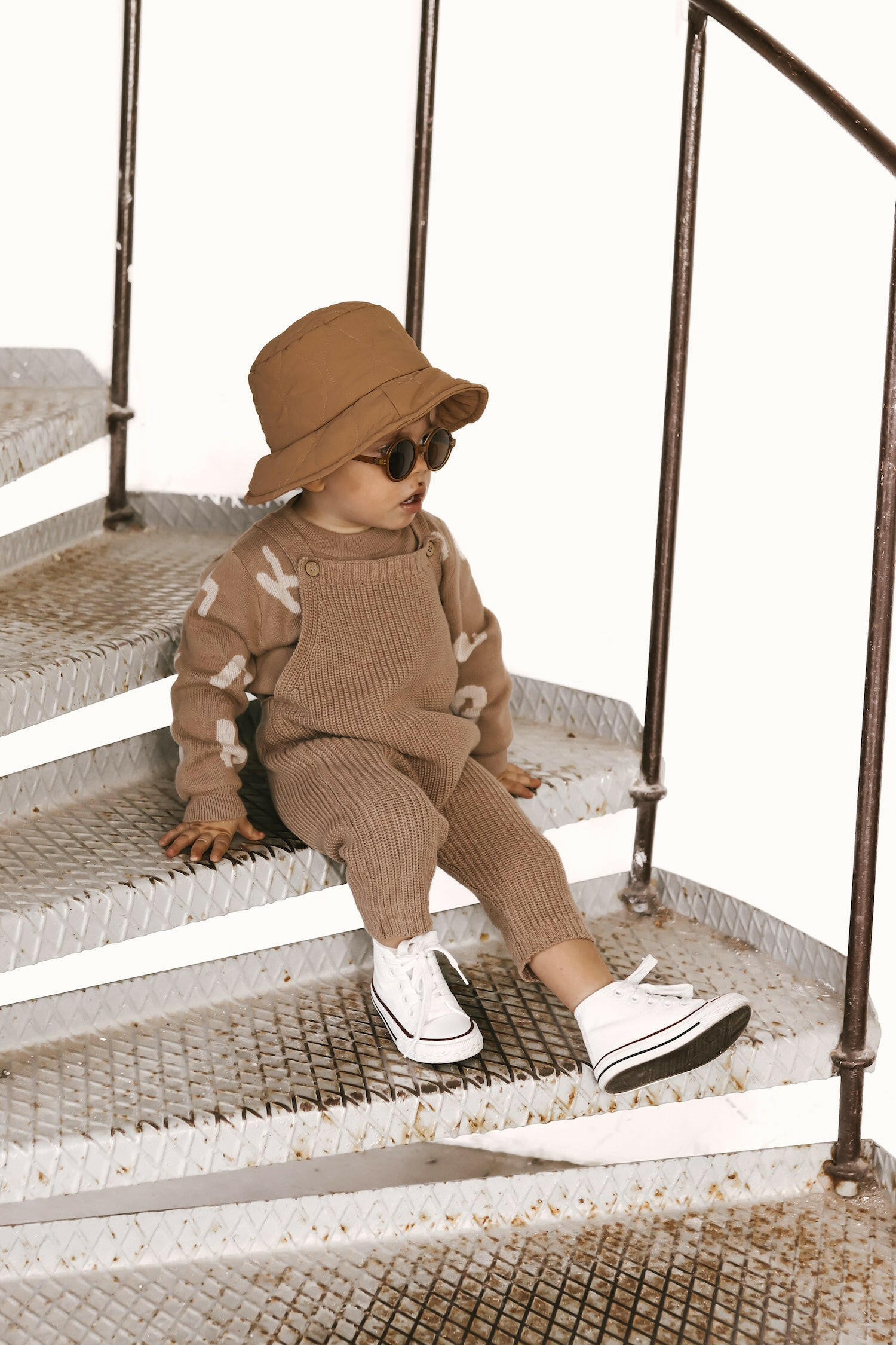 Chunky Knit Overalls - Acorn Luna + Luca