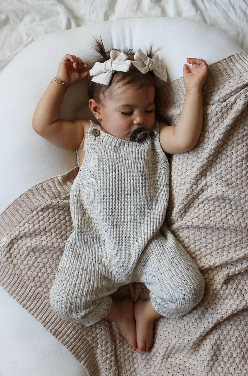 Chunky Knit Overalls - Black Speckle Luna + Luca