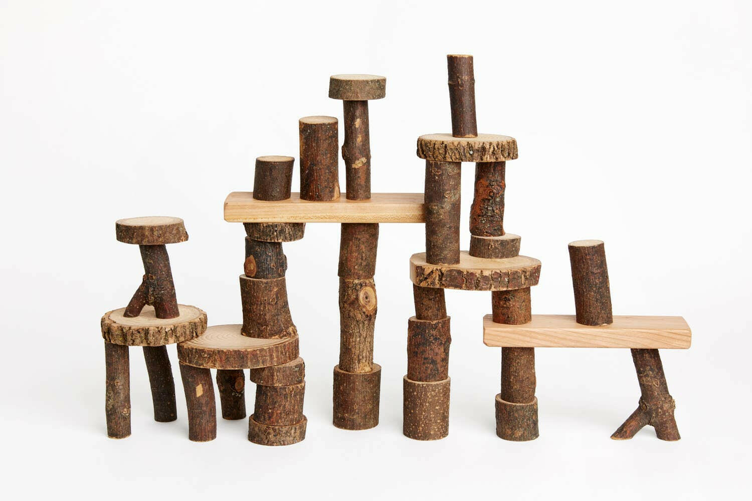 Classic Barked Tree Blocks - 36 pcs Blocks Tree Blocks