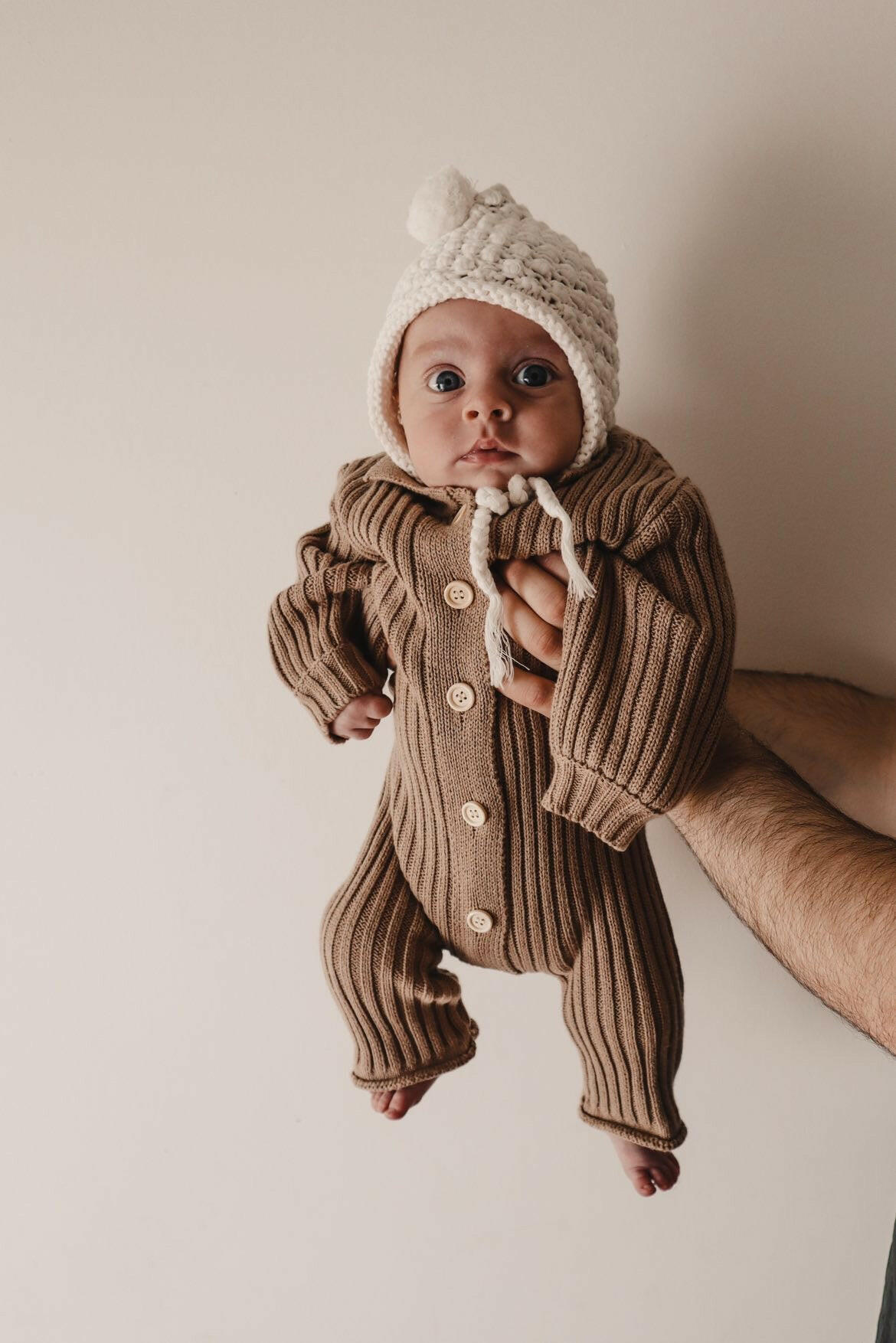 Chunky Knit Bonnet - White Luna + Luca