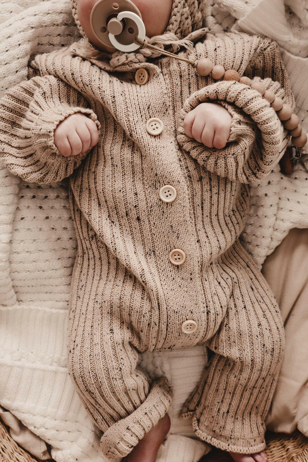 Collared Chunky Rib Lounge Suit - Speckle Luna + Luca