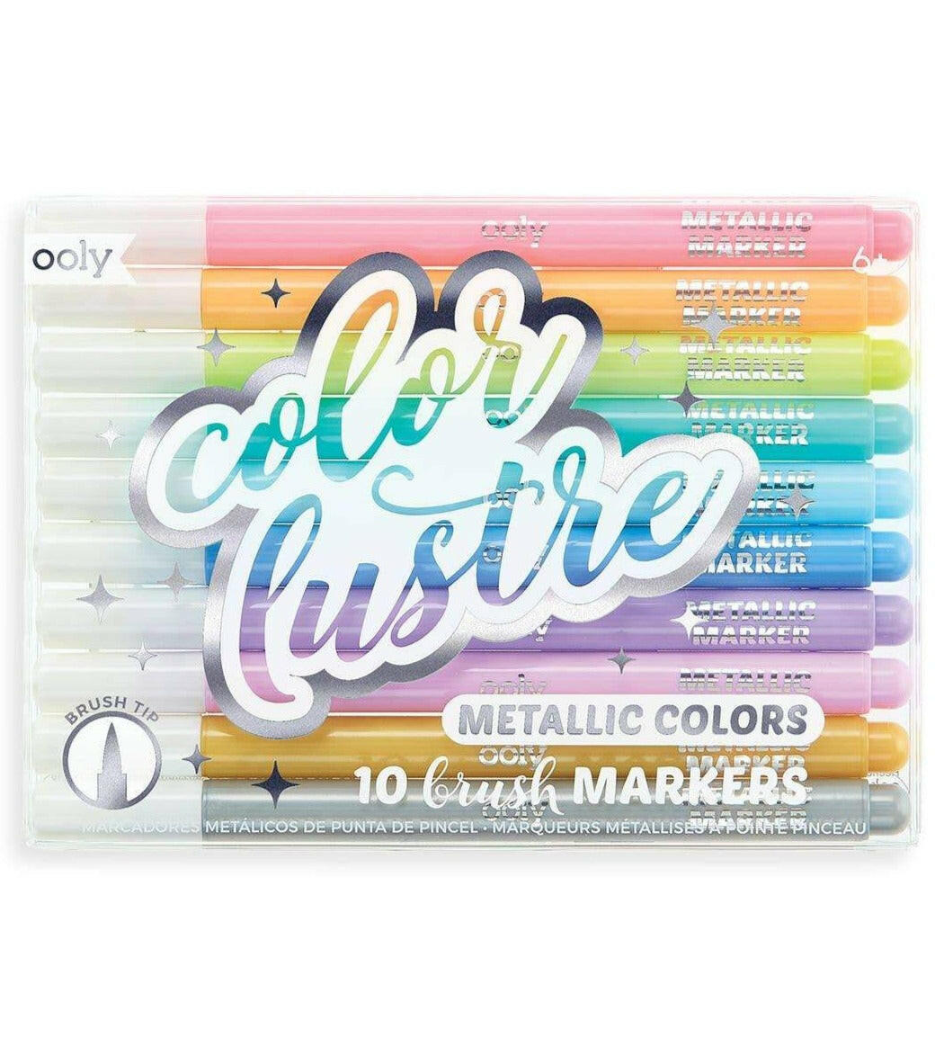 Color Lustre Metallic Brush Markers Art Supplies OOLY - Art & School Supplies