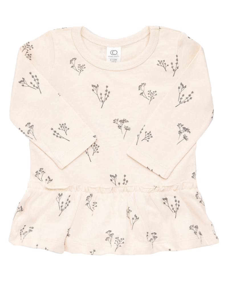 Mona Peplum Tee - Sprig Floral Baby Clothing Colored Organics