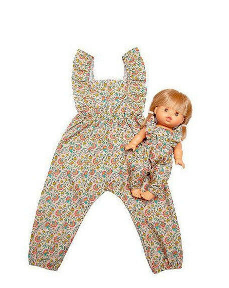 Minikane Doll & Me Outfits - Maya Cotton Jumpsuit Vine Flowers Doll Clothing Minikane