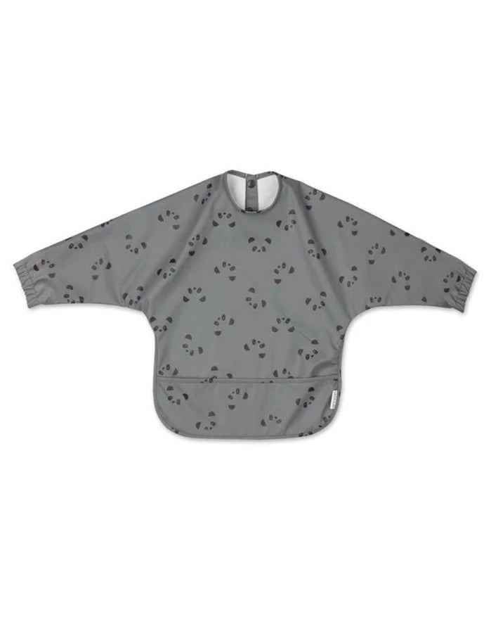 Waterproof Baby Bib - Panda Stone Grey Bibs Little Wonder & Co.