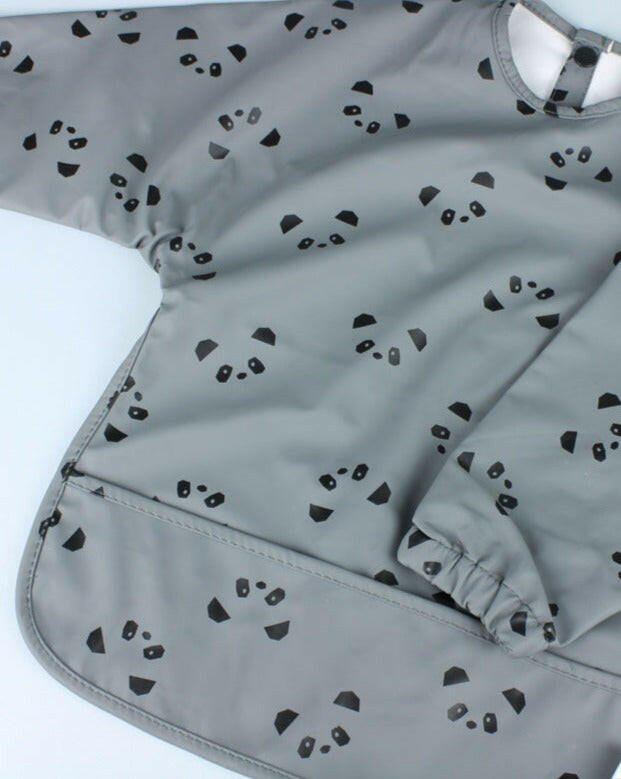Waterproof Baby Bib - Panda Stone Grey Bibs Little Wonder & Co.