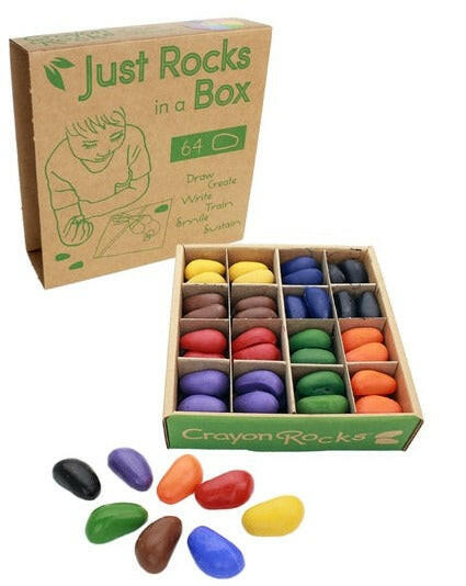 Just Rocks in a Box - 64 Crayons Art Supplies Crayon Rocks 8 Colors / 64 Crayons