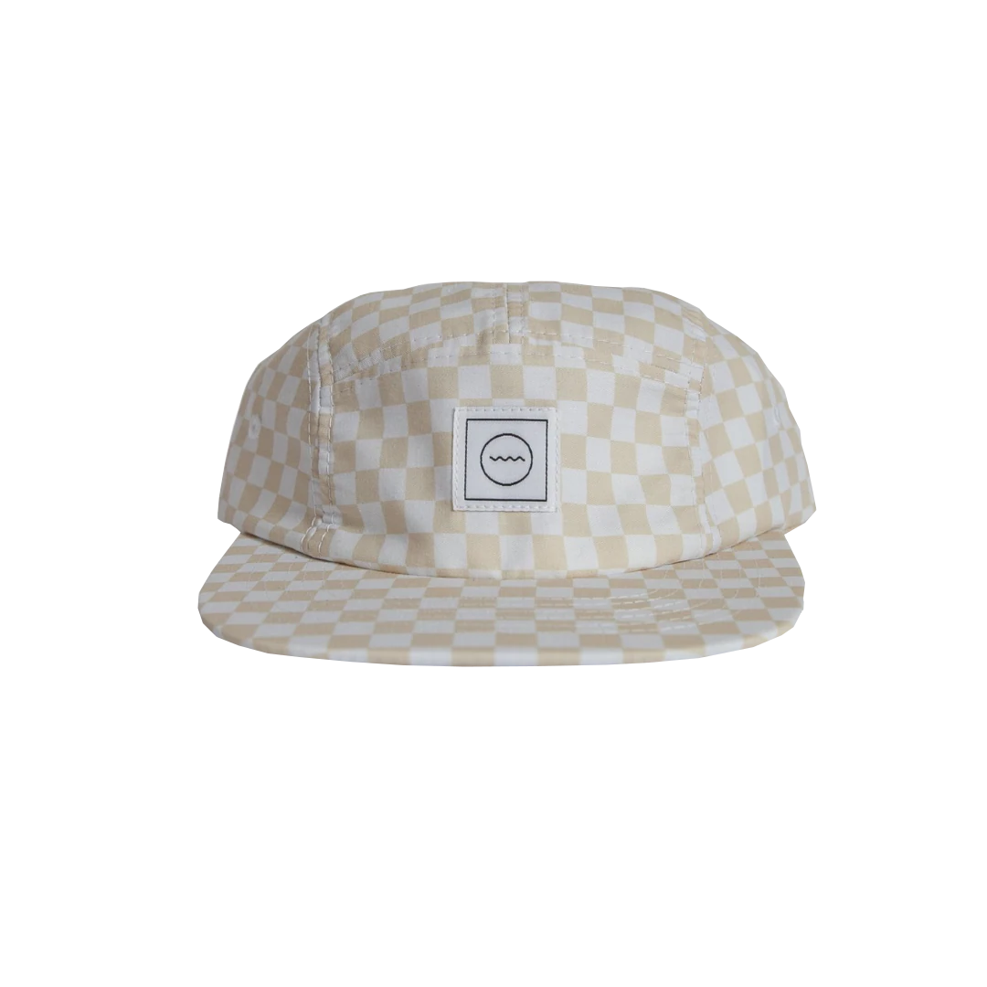Five Panel Kids Hat - Cream Check Hats Rad River Co.