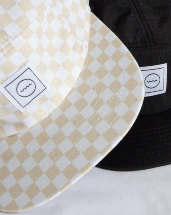 Five Panel Kids Hat - Cream Check Hats Rad River Co.