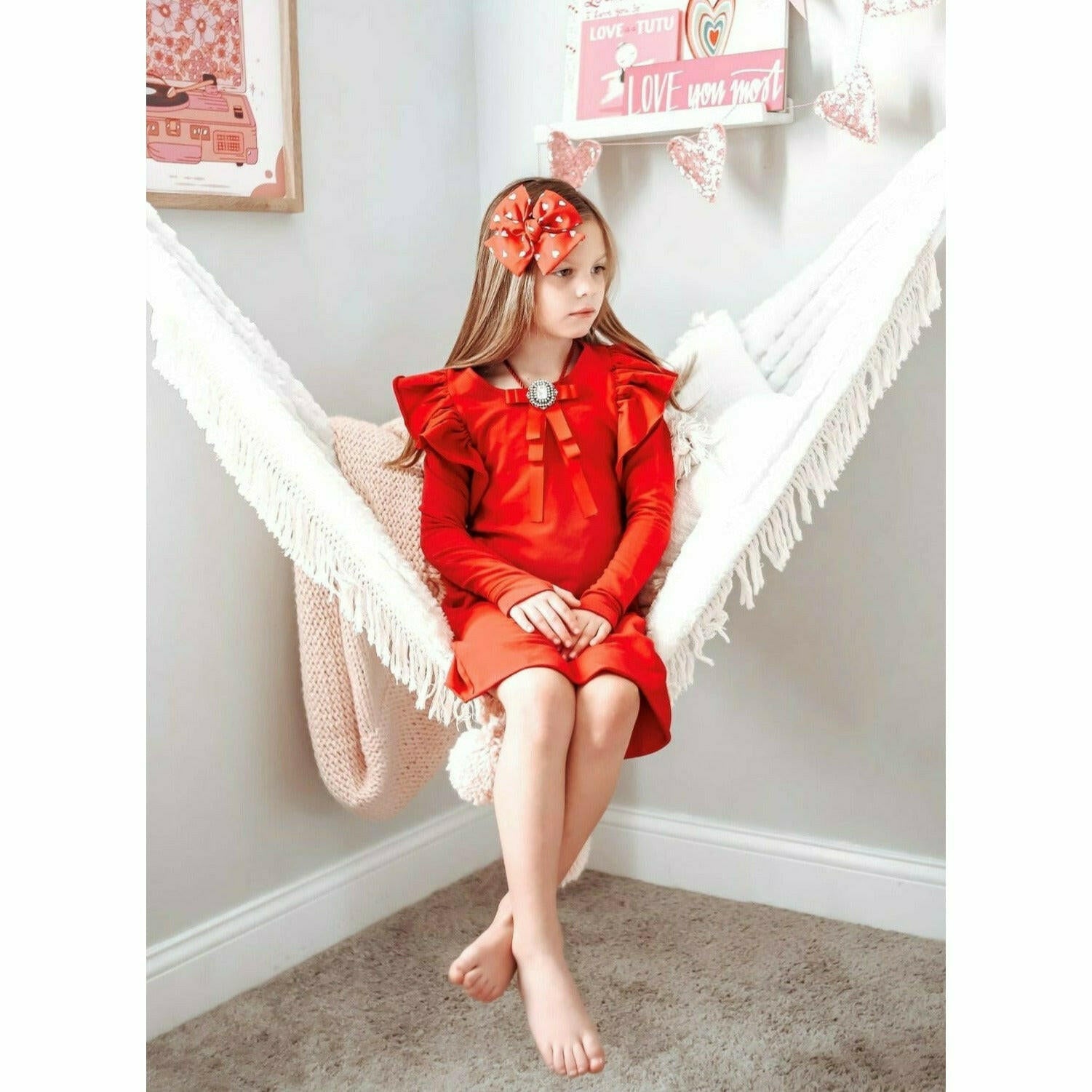 Organic Valentina Dress Long Sleeves Red Dresses Be Mi Los Angeles
