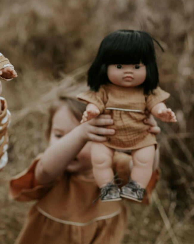 Minikane Doll & Me Outfits - Daisy Cotton double gauze dress Caramel Doll Clothing Minikane