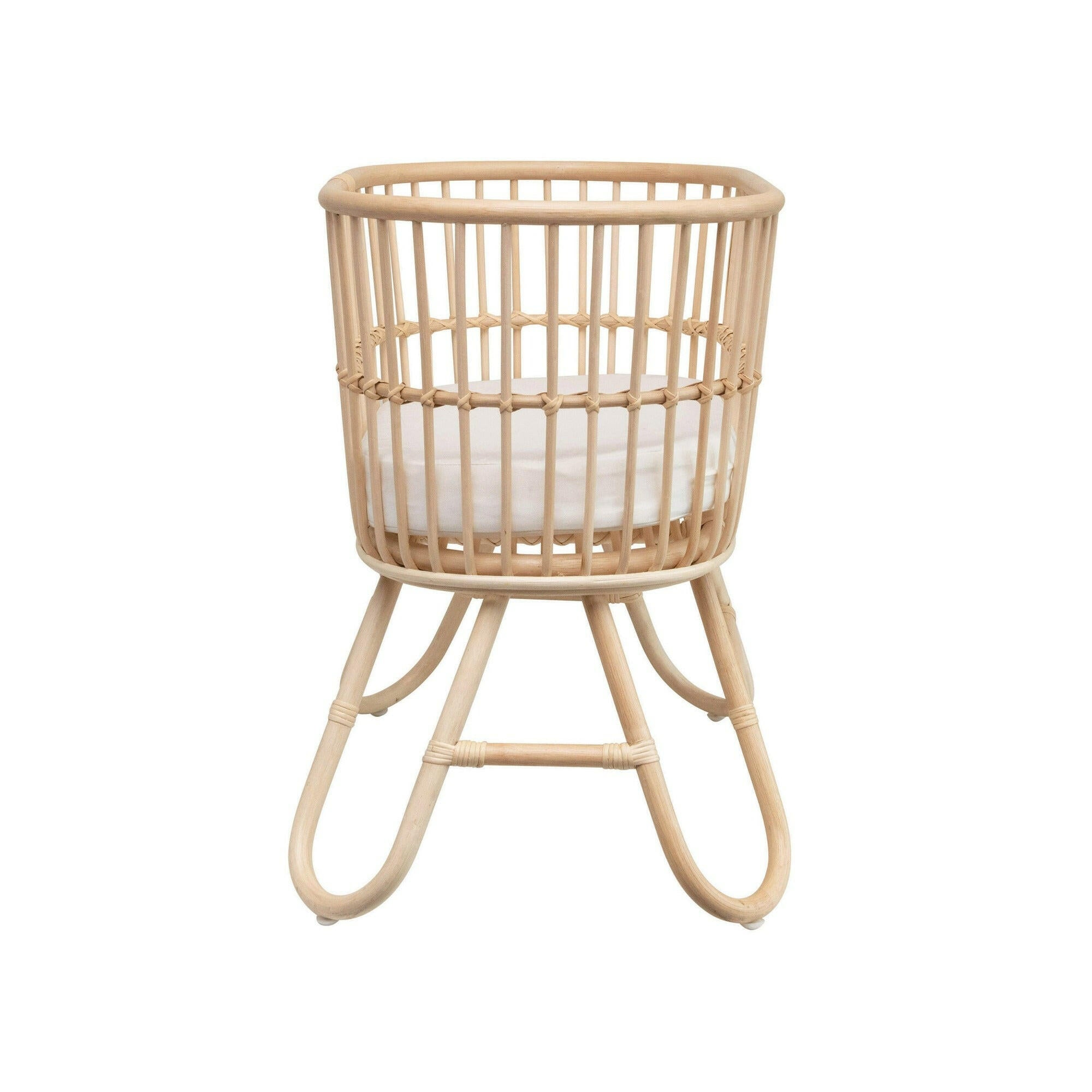 Hand-Woven Rattan Doll Bassinet with Cushion Doll Accessories Creativeco-op