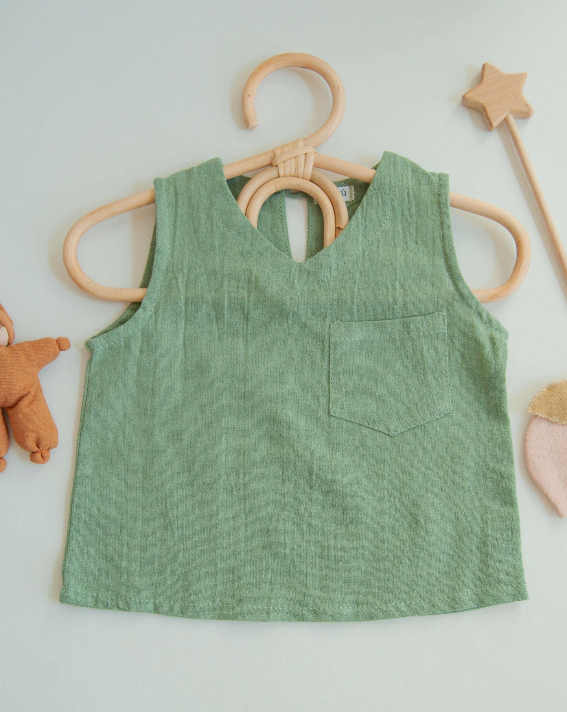 Organic Cotton Tank Top Baby Clothing Little Wonder & Co. 0-3 M Green