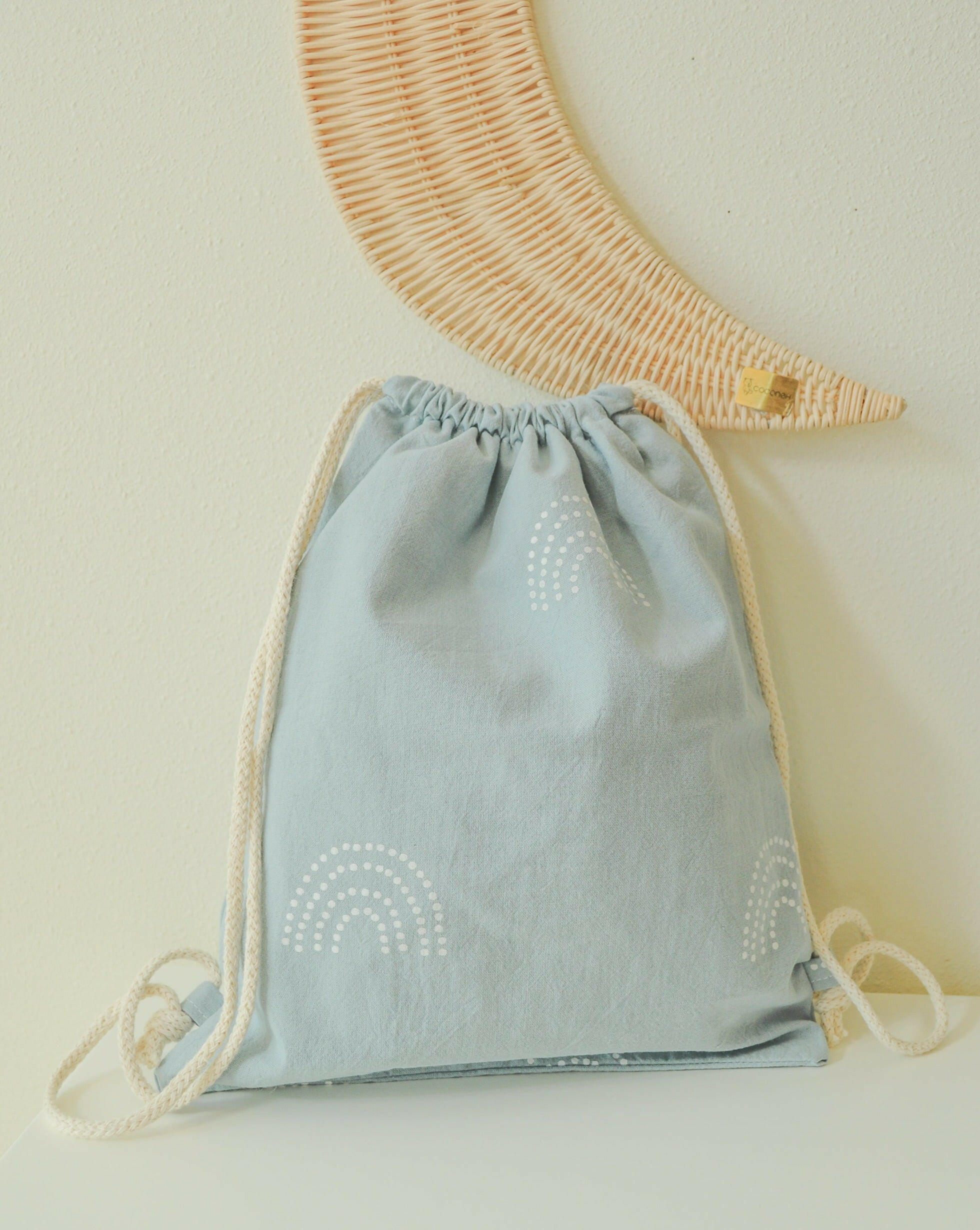 Organic Rainbow Drawstring Bag drawstring bag Little Wonder & Co. Large Sky Blue