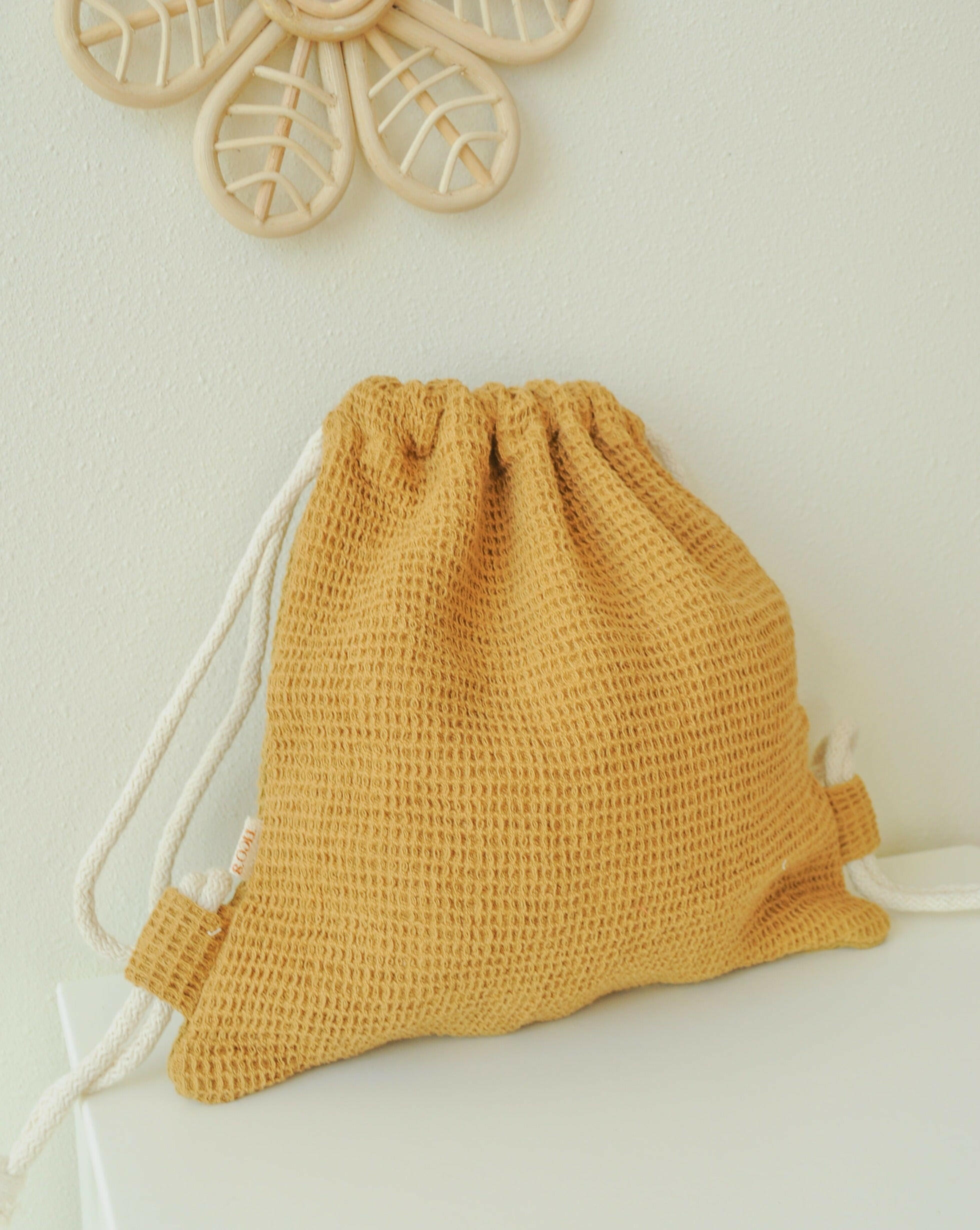 Organic Cotton Drawstring Bag drawstring bag Little Wonder & Co. Tan