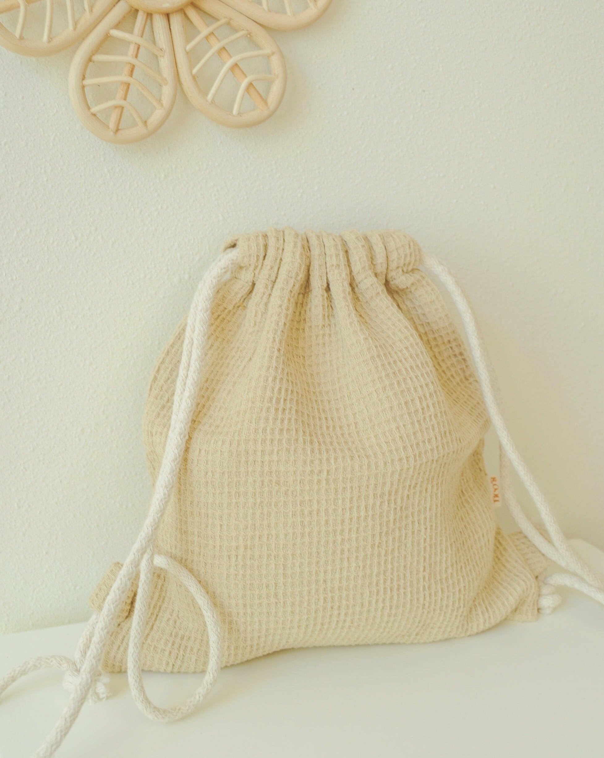 Organic Cotton Drawstring Bag drawstring bag Little Wonder & Co. Beige