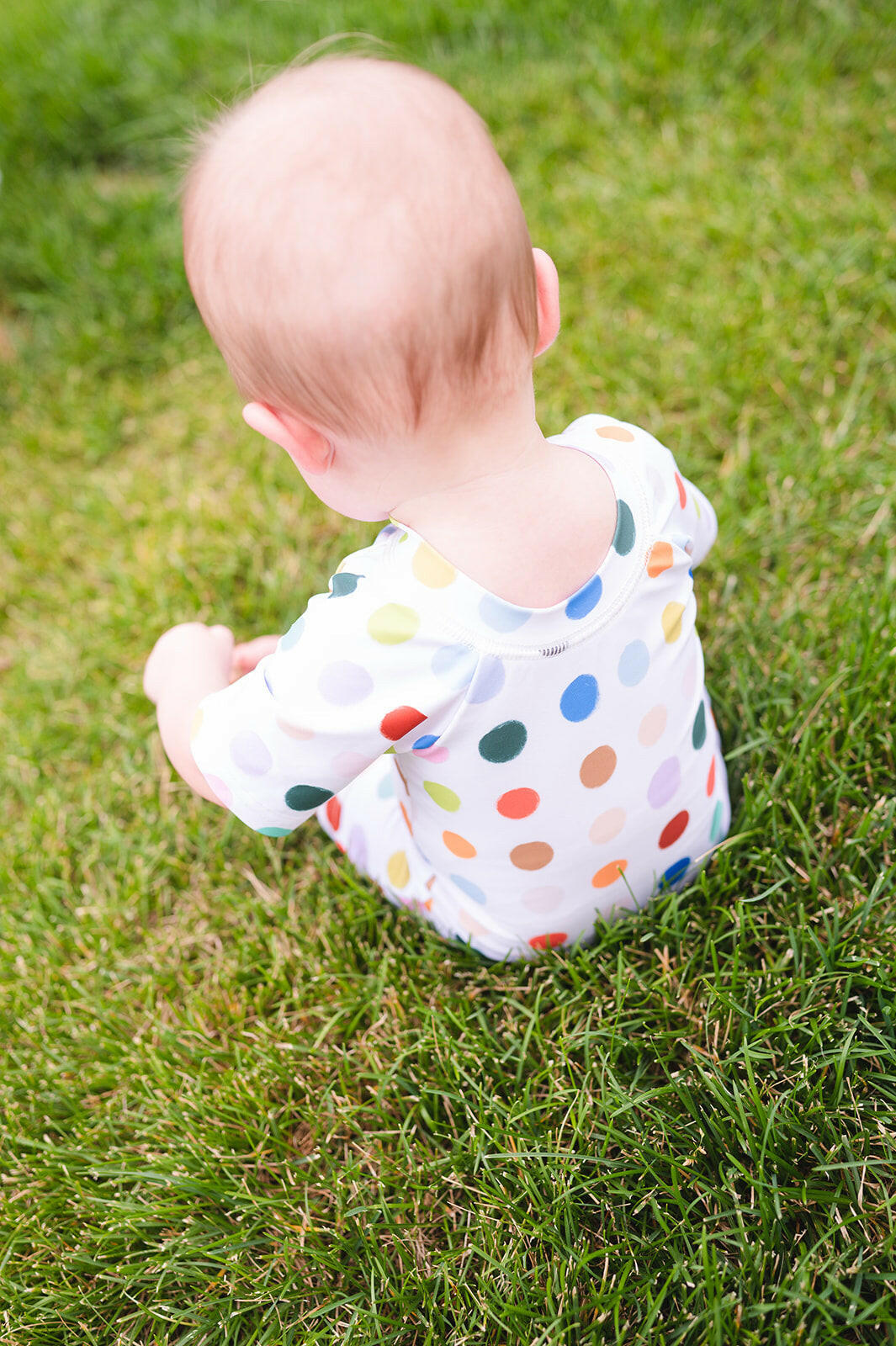 Baby Swim in Bold Dots, UPF 50 romper Ollie Jay