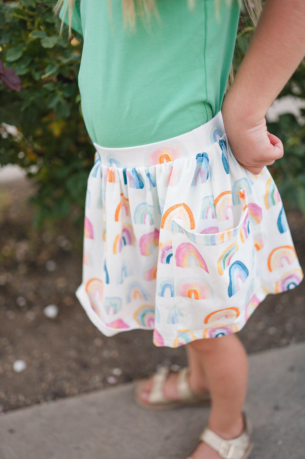 Pocket Skirt in Watercolor Rainbow Ollie Jay