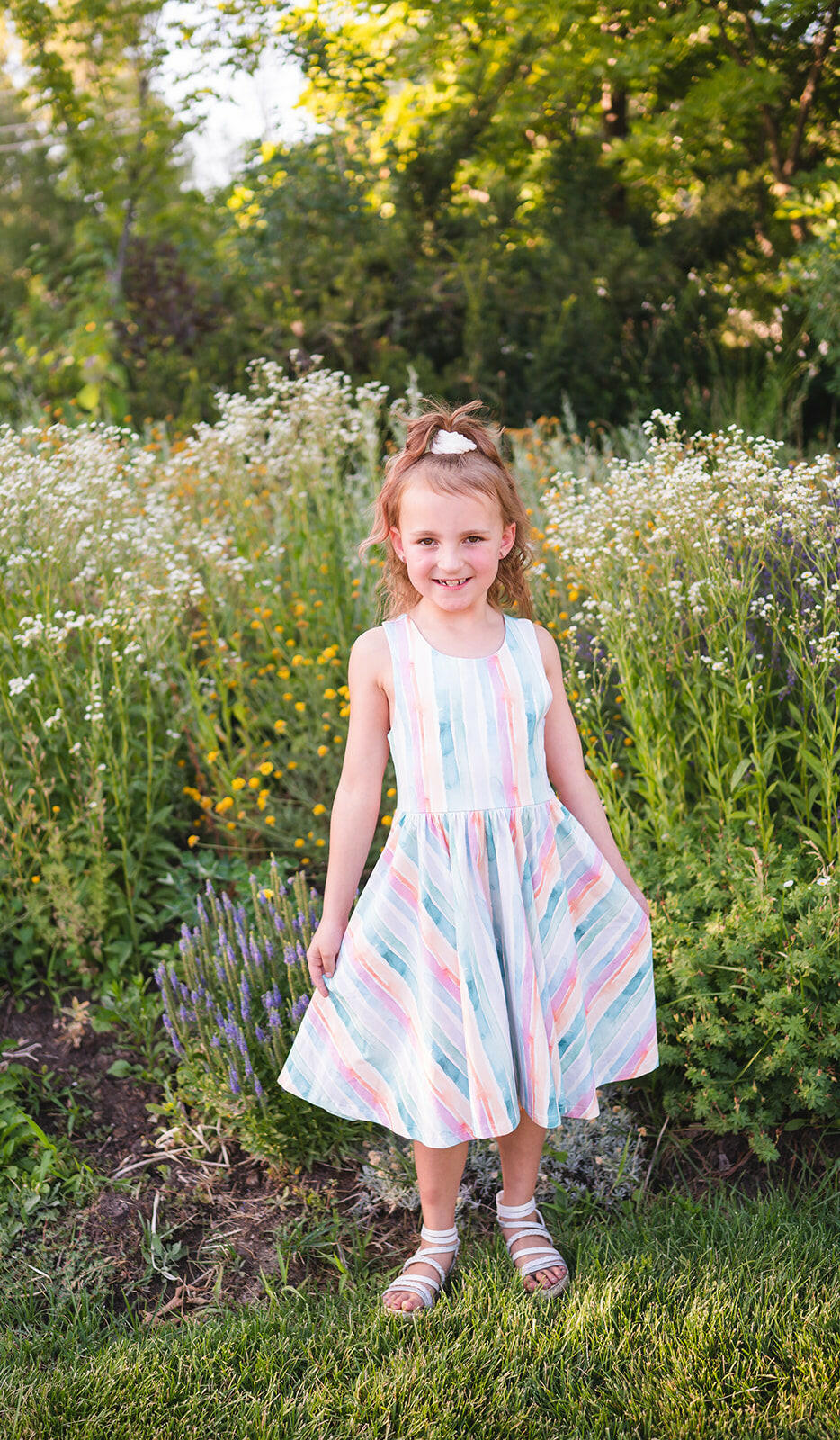 Charlotte Dress in Watercolor Stripe dress Ollie Jay