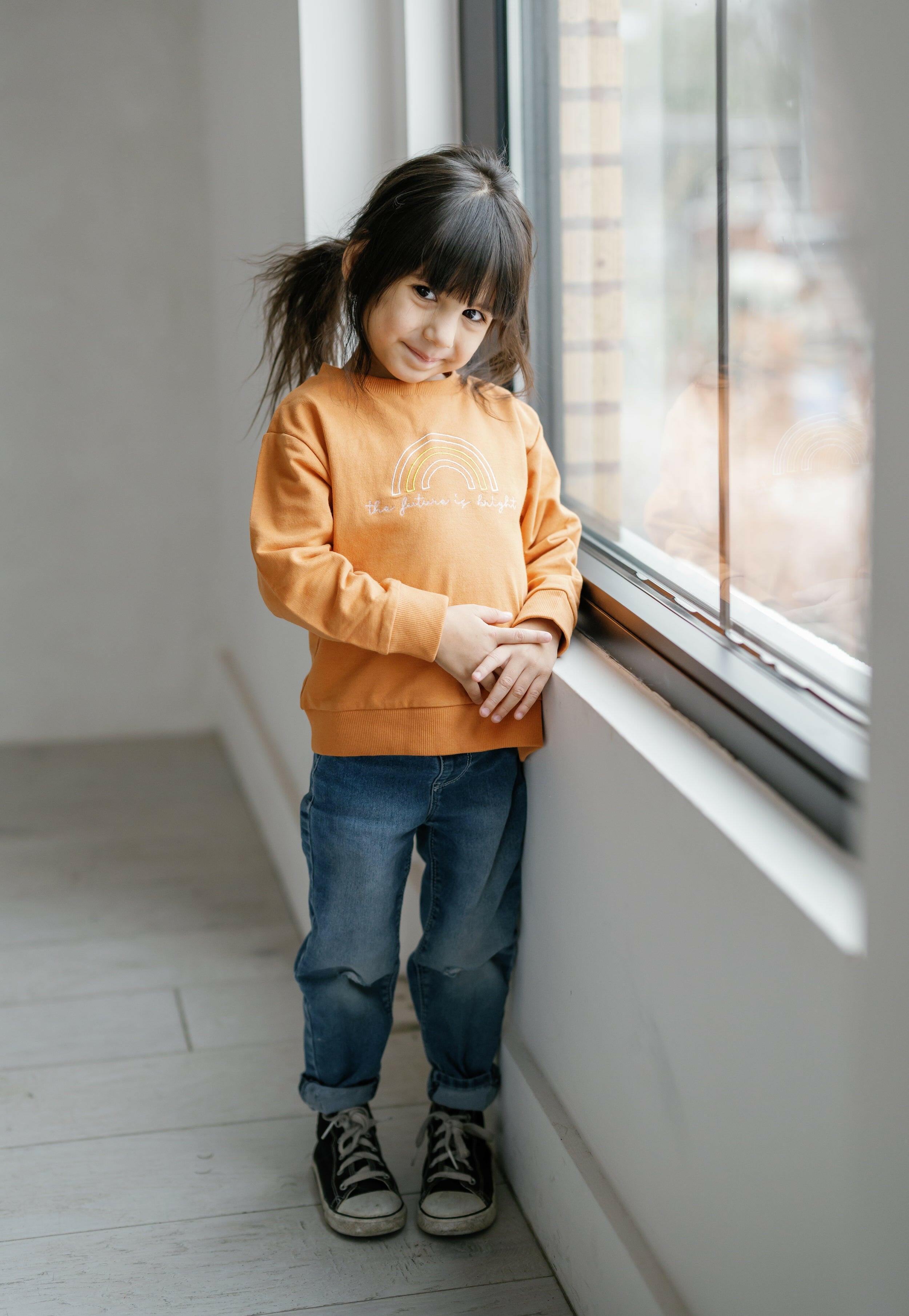 The Future is Bright Embroidered Kids Pullover Kids Polished Prints