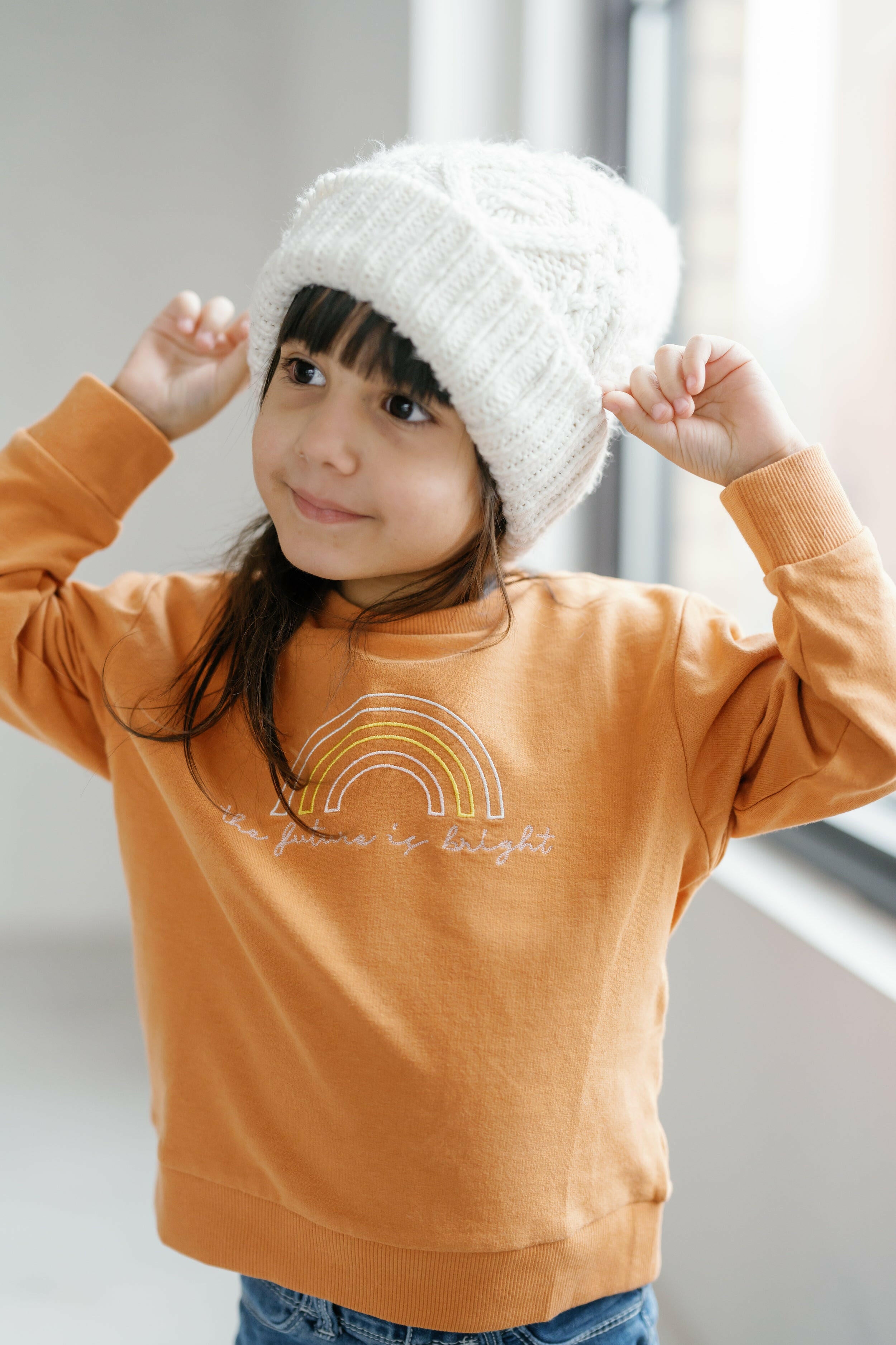 The Future is Bright Embroidered Kids Pullover Kids Polished Prints