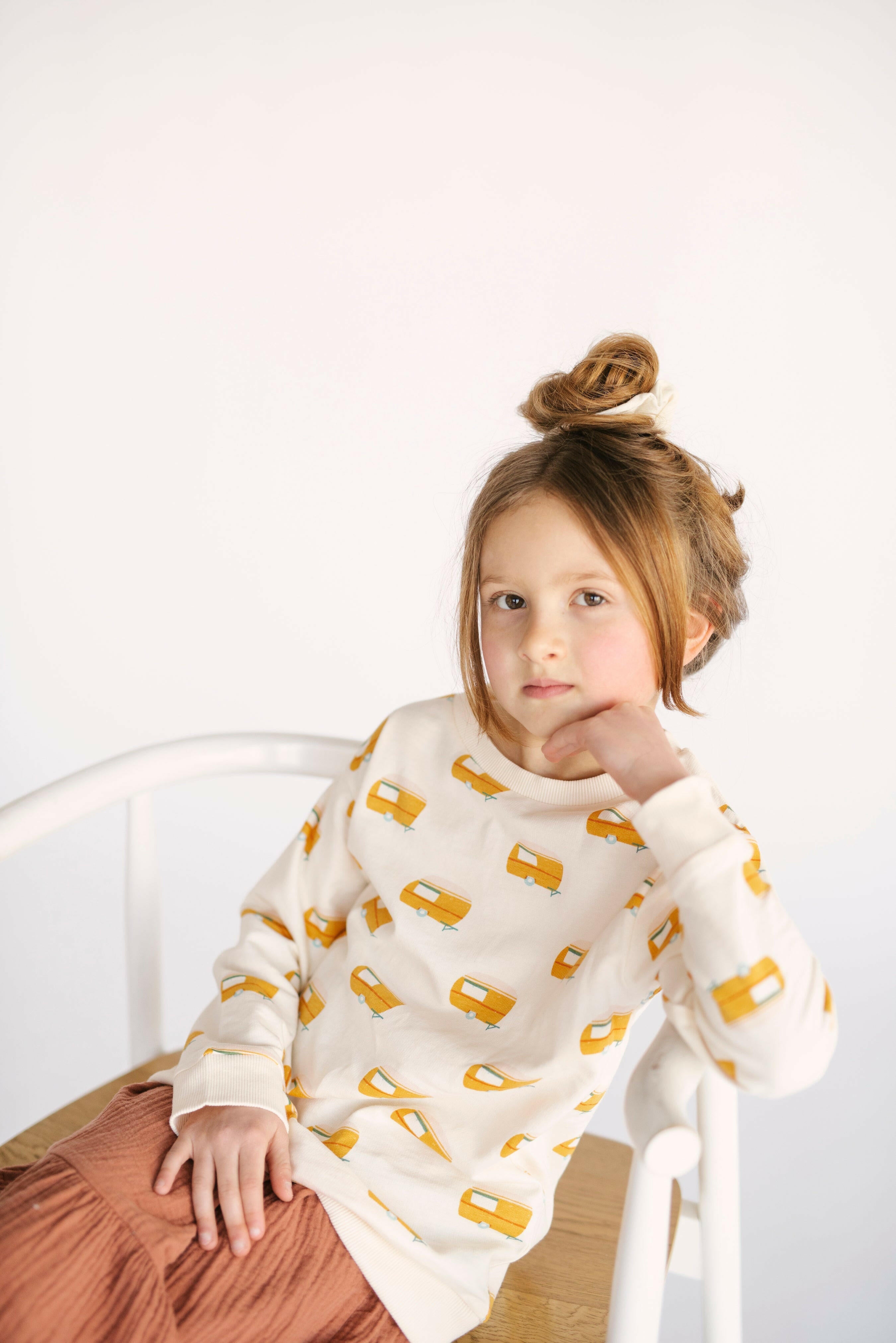 "The Stover" Retro Camper Kid's Pullover Kids Polished Prints
