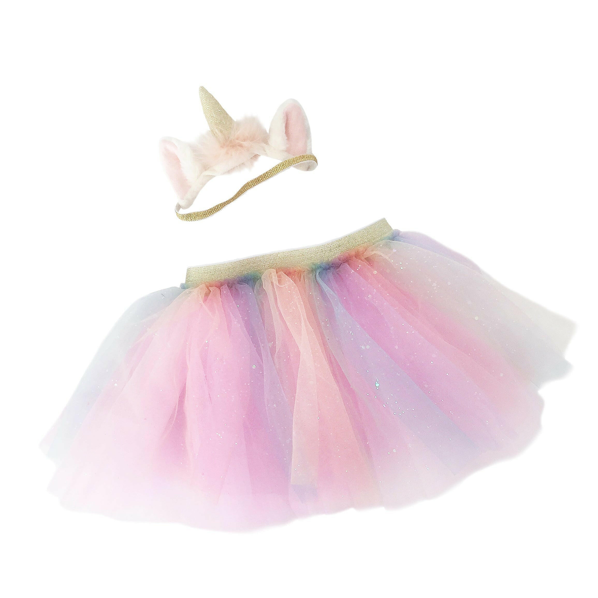 RAINBOW TUTU & UNICORN HEADBAND SET Dress-up MON AMI