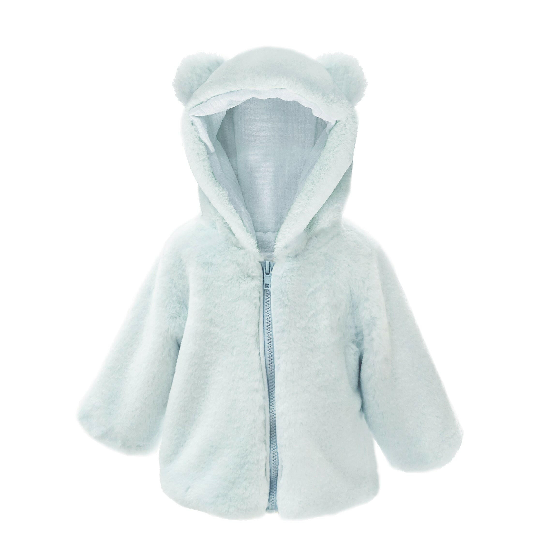 BLUE BEAR FAUX FUR HOODED BABY COAT 6-12M Clothes MON AMI