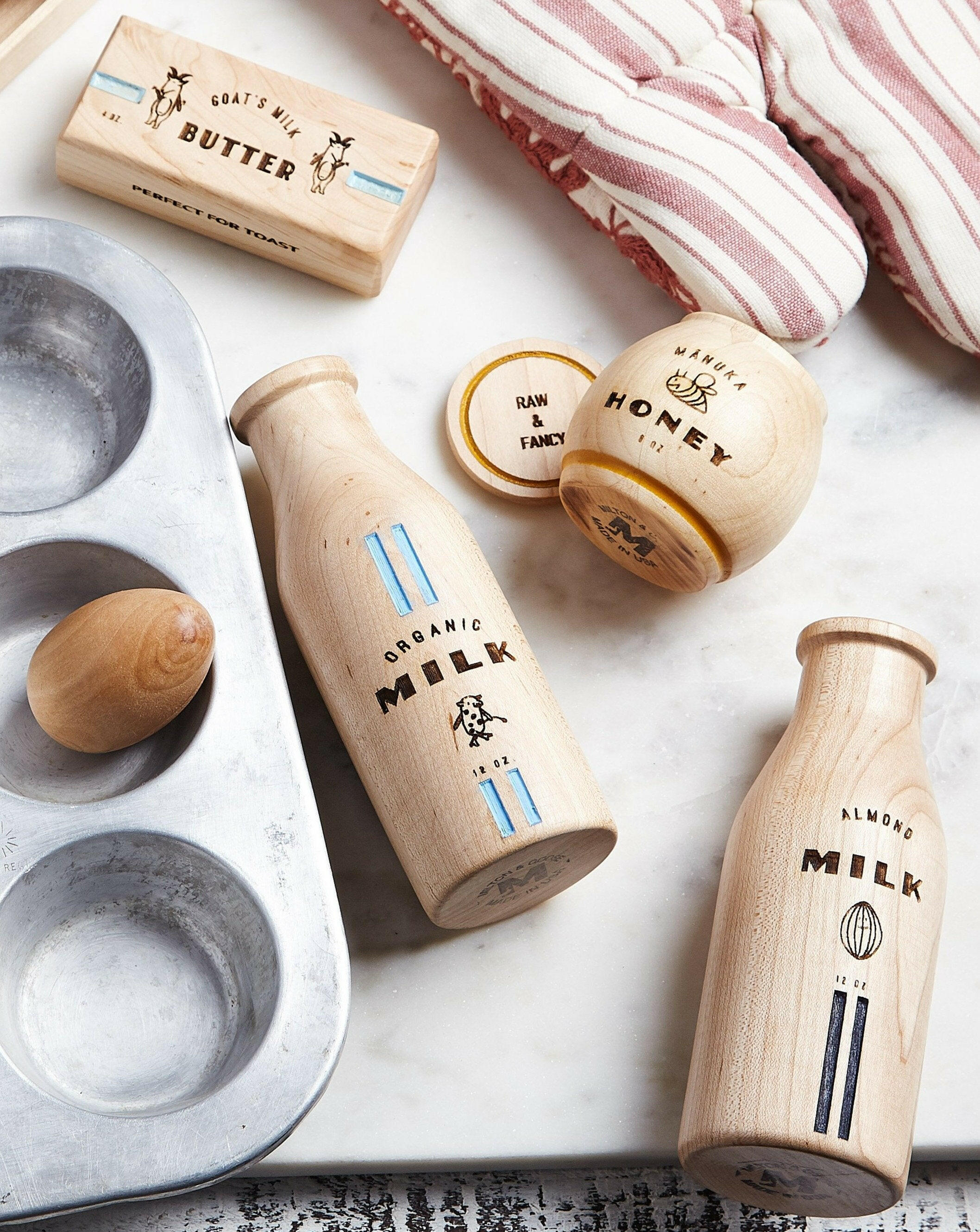 Wooden Dairy Play Food Set Kids Toys Milton & Goose