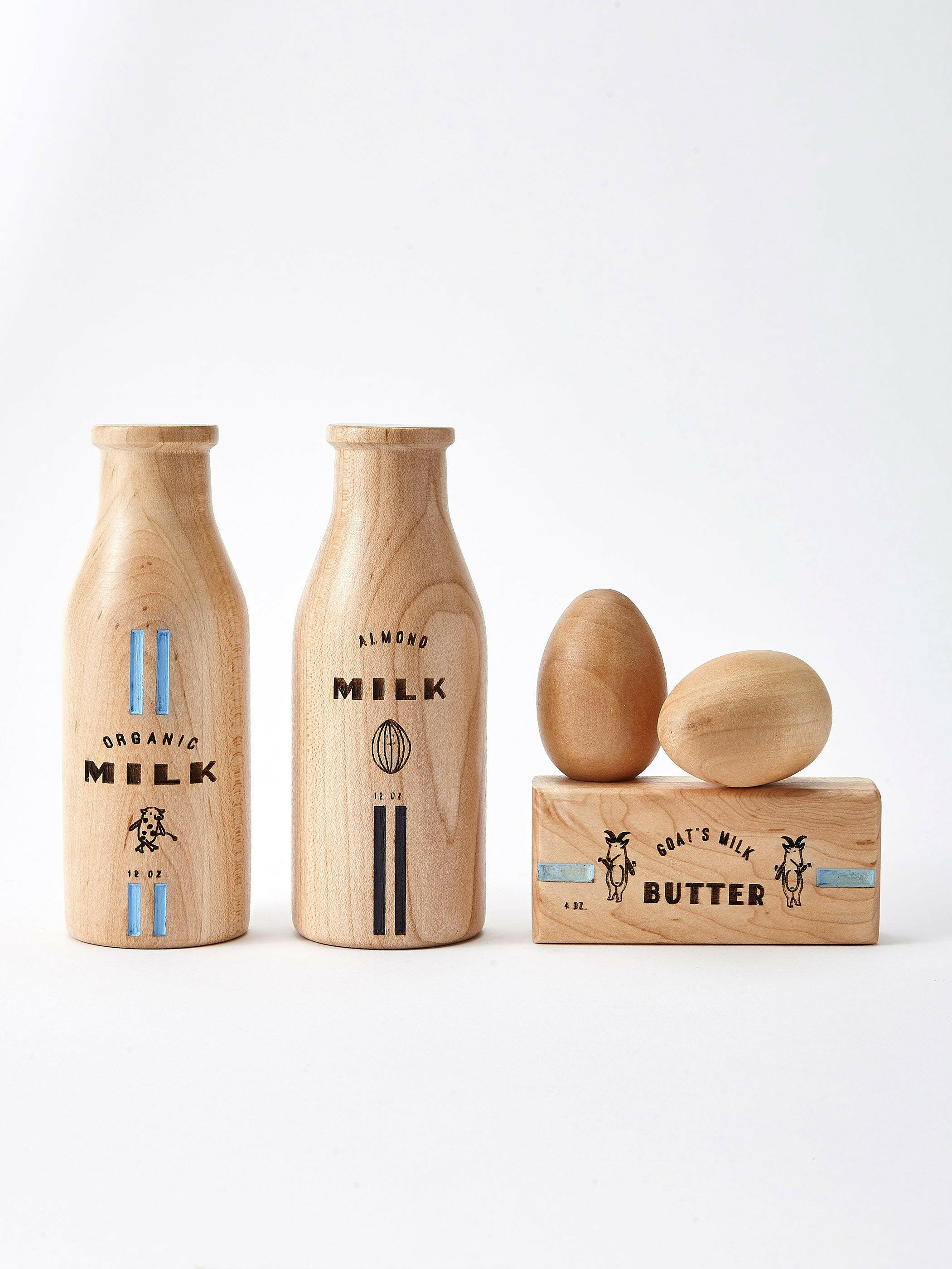 Wooden Dairy Play Food Set Kids Toys Milton & Goose Multi