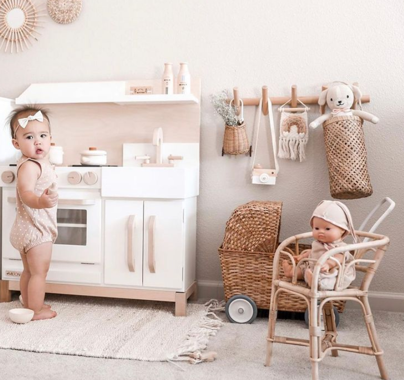 Doll Rattan Highchair Pretend Play Poppie