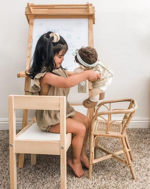 Doll Rattan Highchair Pretend Play Poppie