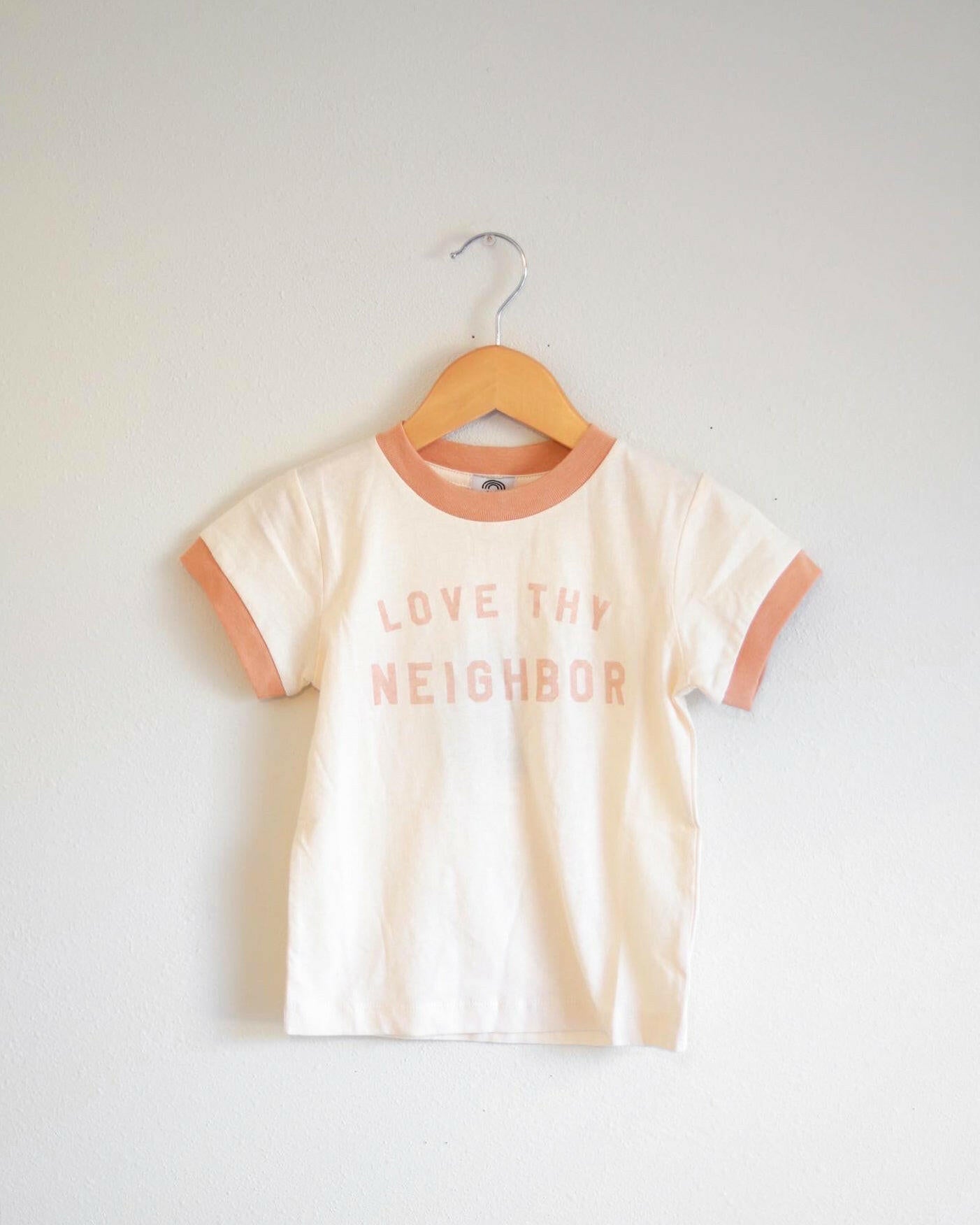 Love Thy Neighbor Kid’s Ringer T-Shirt Kids Polished Prints
