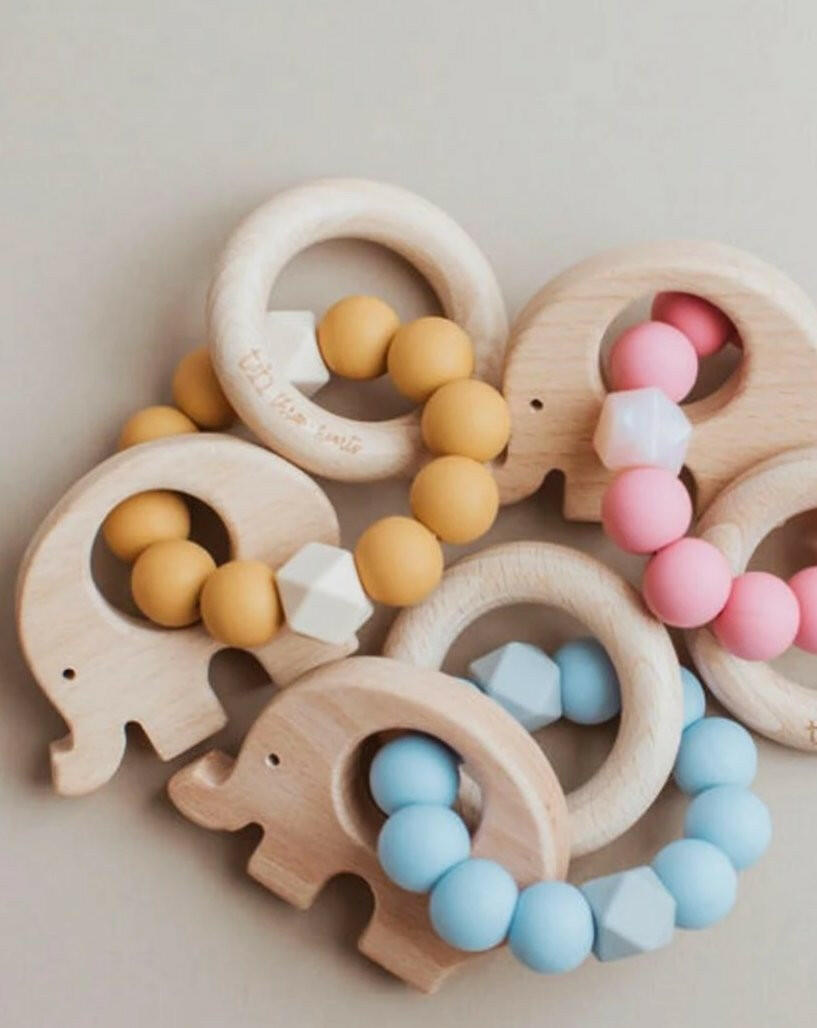 Elephant Teething Rattle Baby Essentials Three Hearts