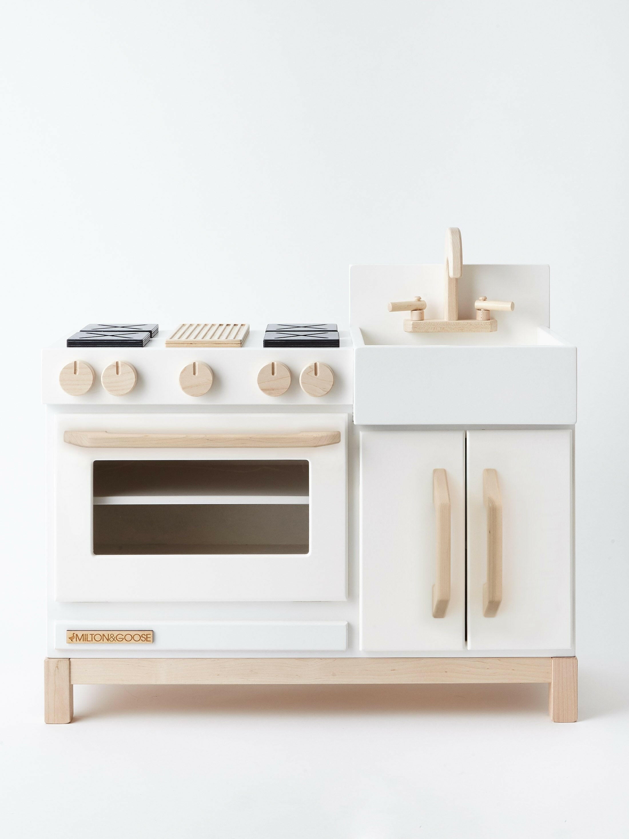 Wooden Toddler Play Kitchen - White Kids Toys Milton & Goose White