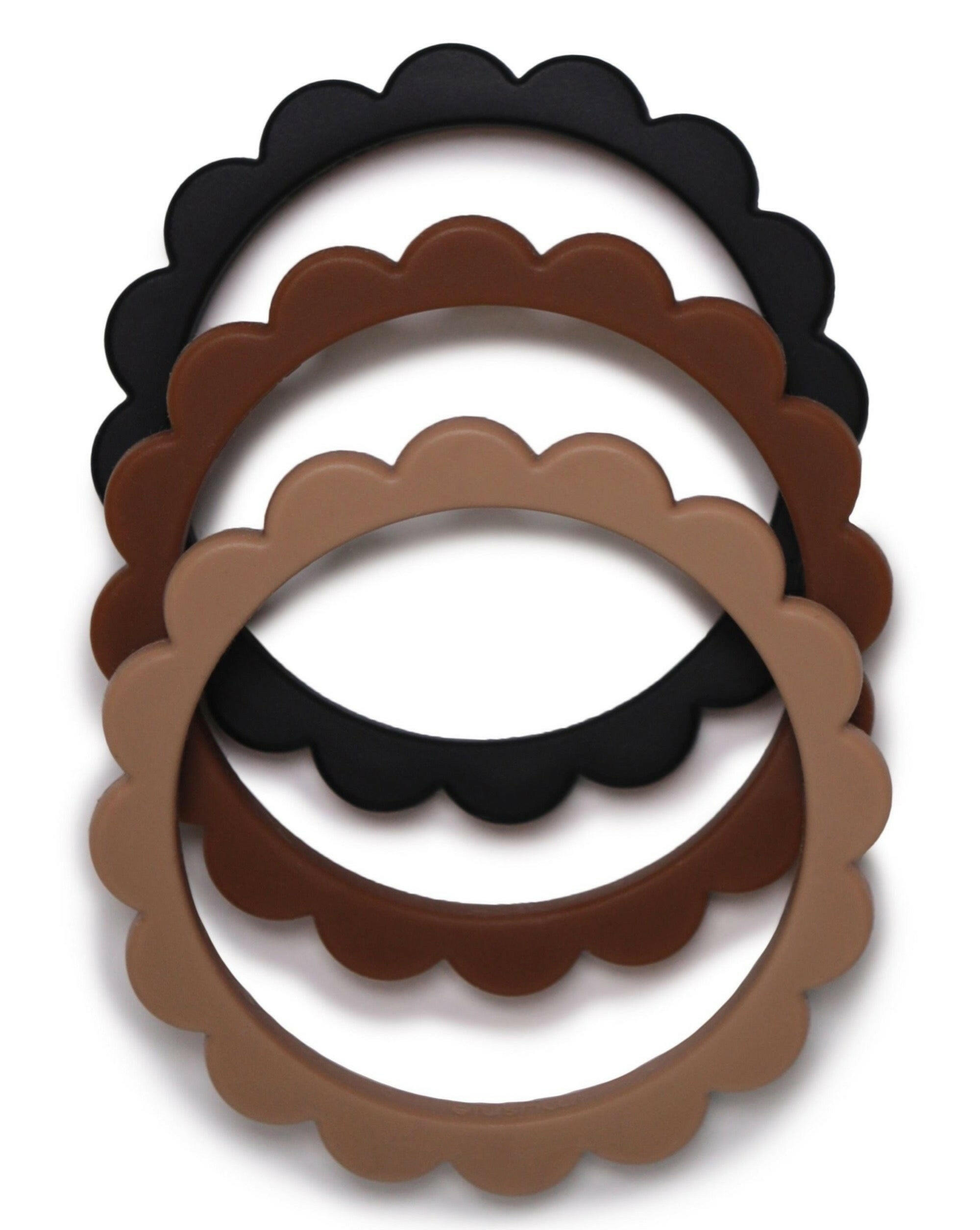 Flower Teething Bracelet 3 - Pack Black / Natural / Caramel Baby Essentials Mushie Black / Natural / Caramel